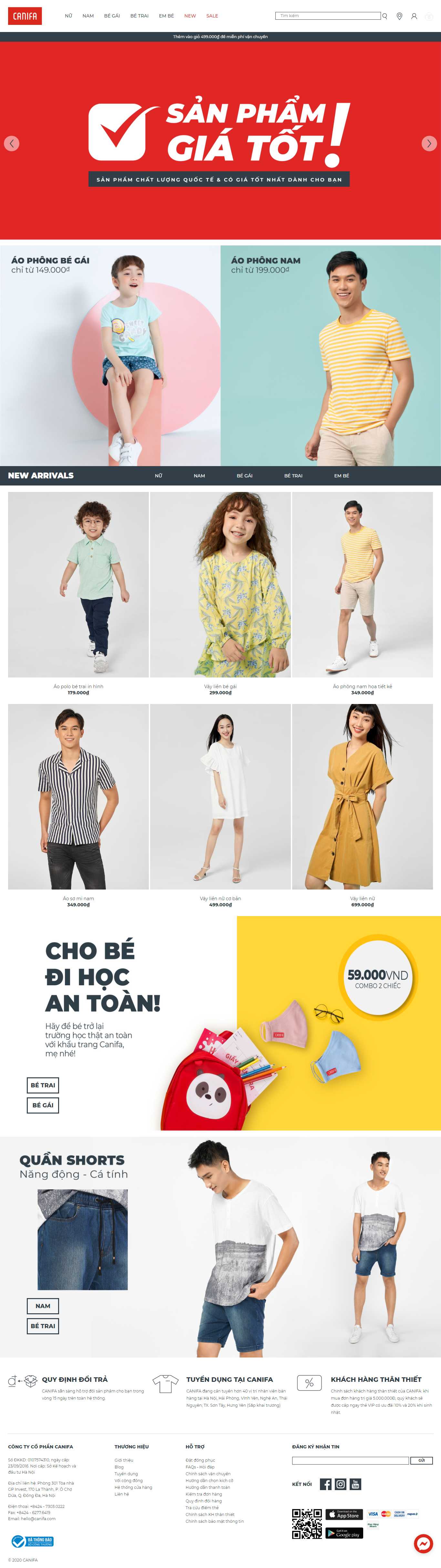 Thiết kế Web áo thun canifa.com