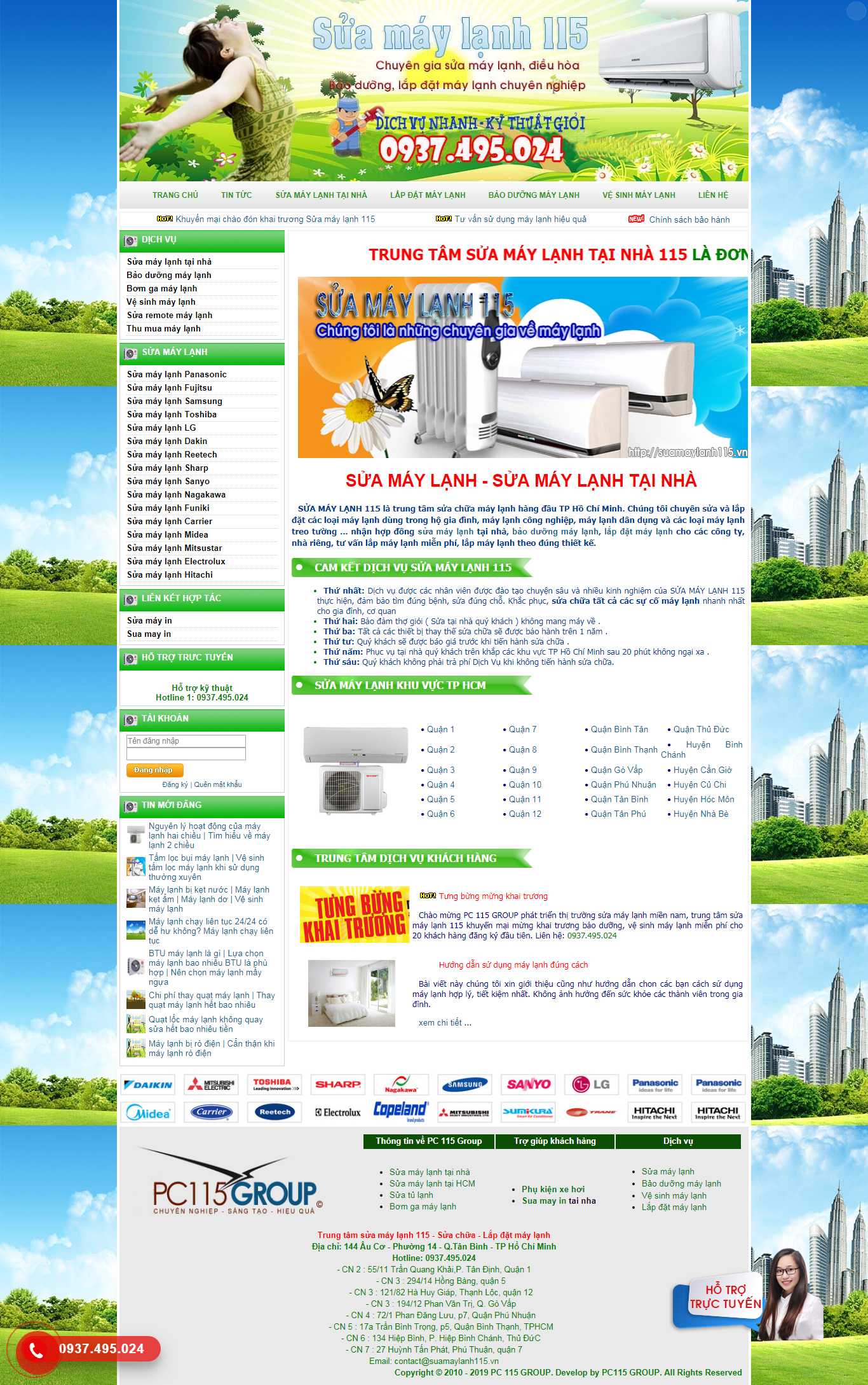 Thiết kế Web lặp đặt điều hòa suamaylanh115.vn