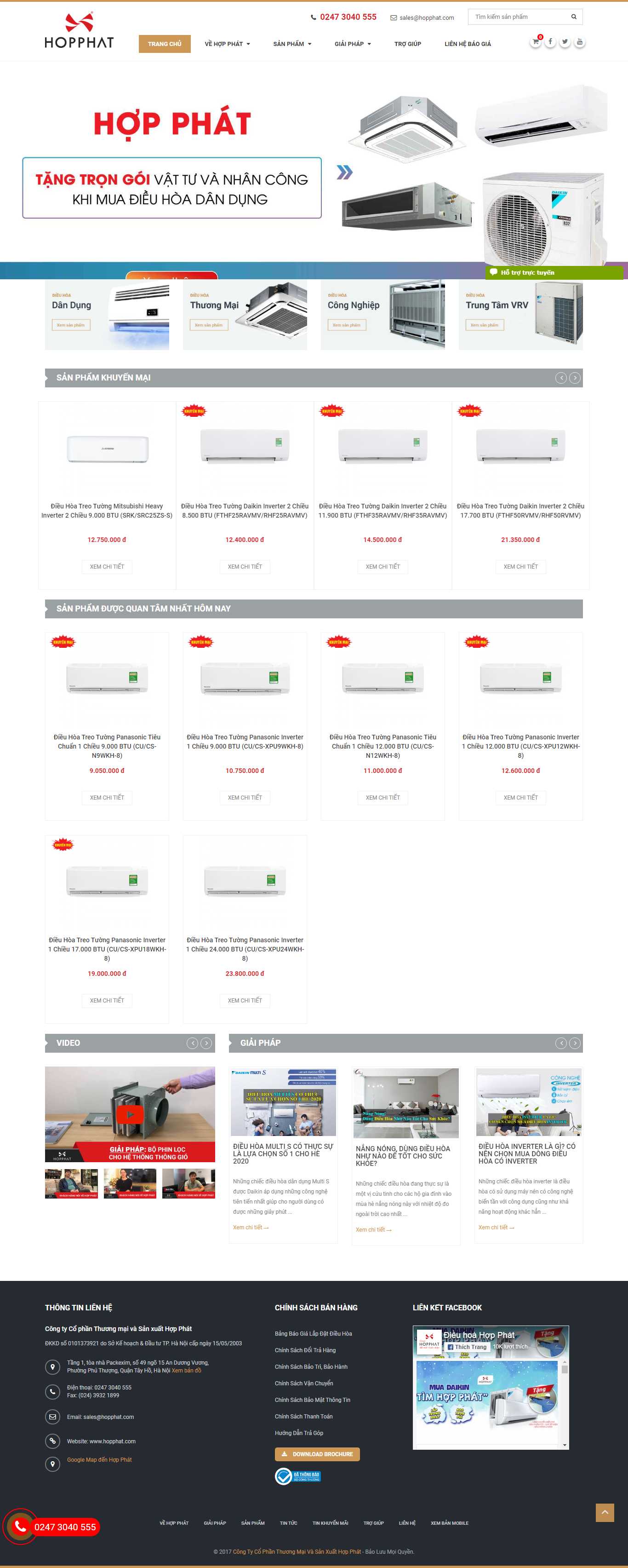 Thiết kế Web lặp đặt điều hòa hopphat.com