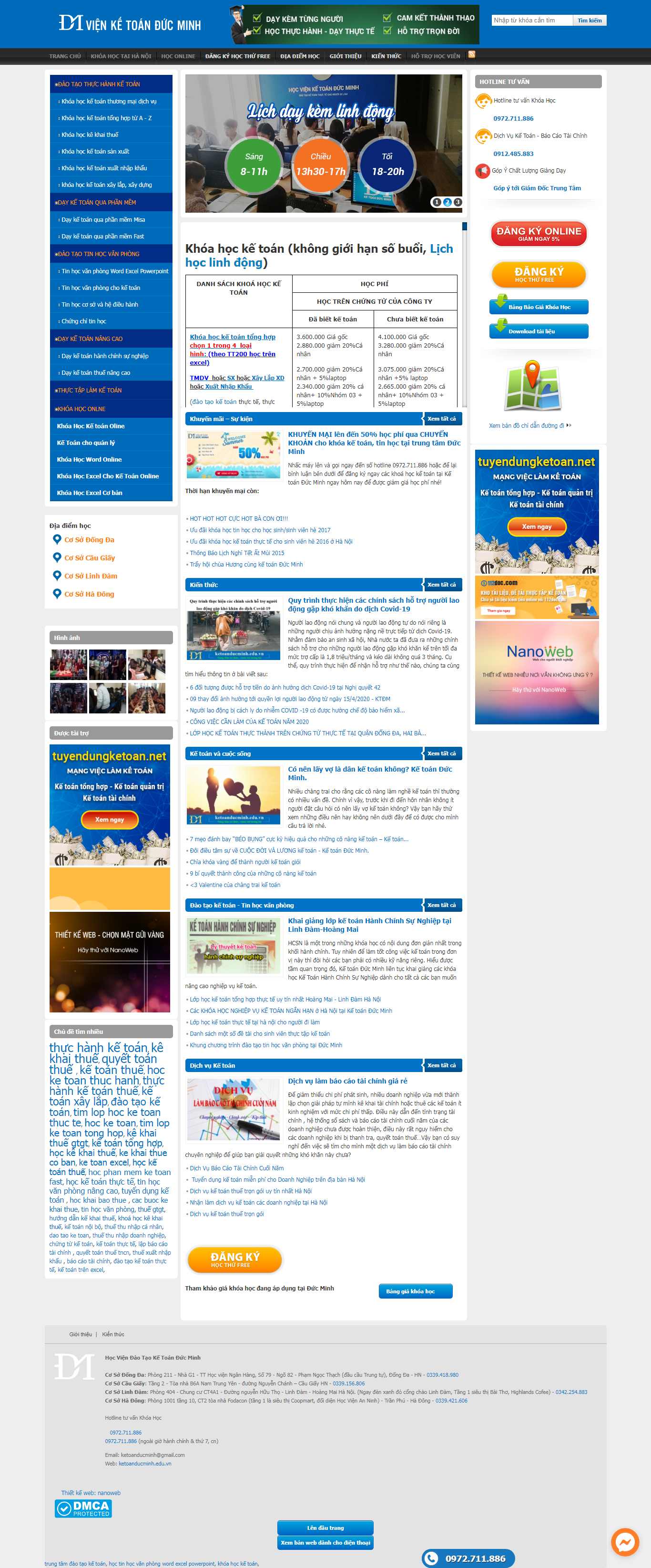 Thiết kế Web đào tạo kế toán ketoanducminh.edu.vn