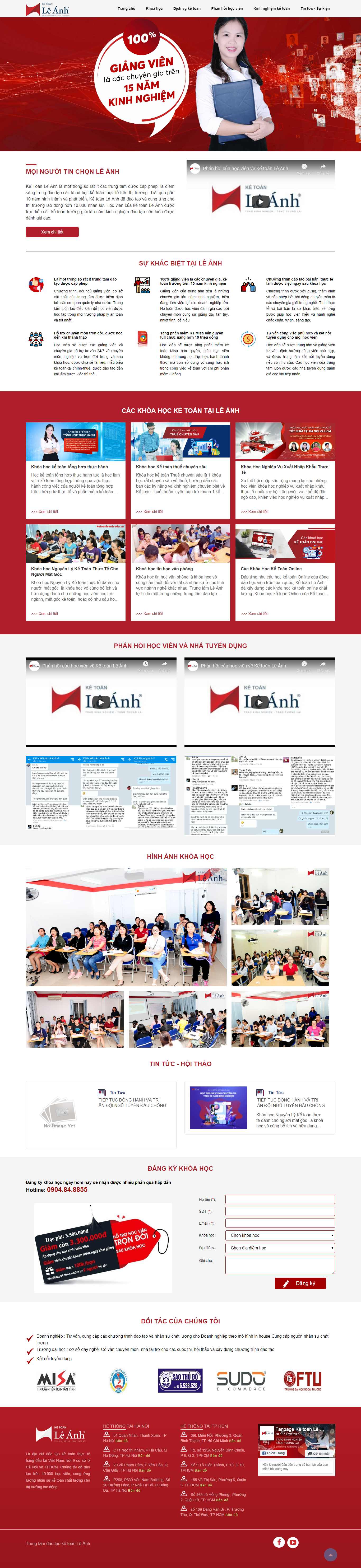 Thiết kế Web đào tạo kế toán ketoanleanh.edu.vn