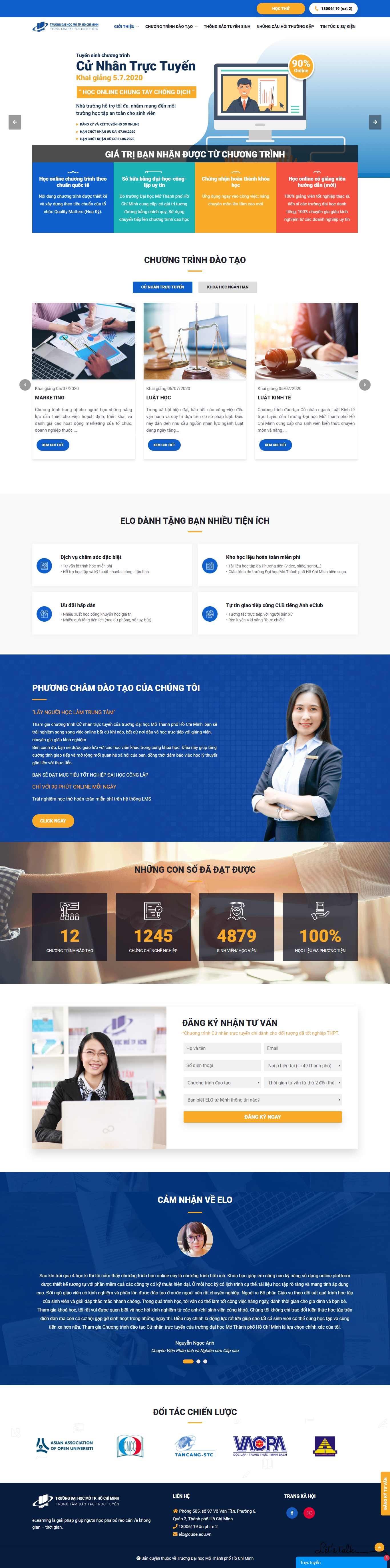 Thiết kế Web đào tạo kế toán tuyensinh.elo.edu.vn