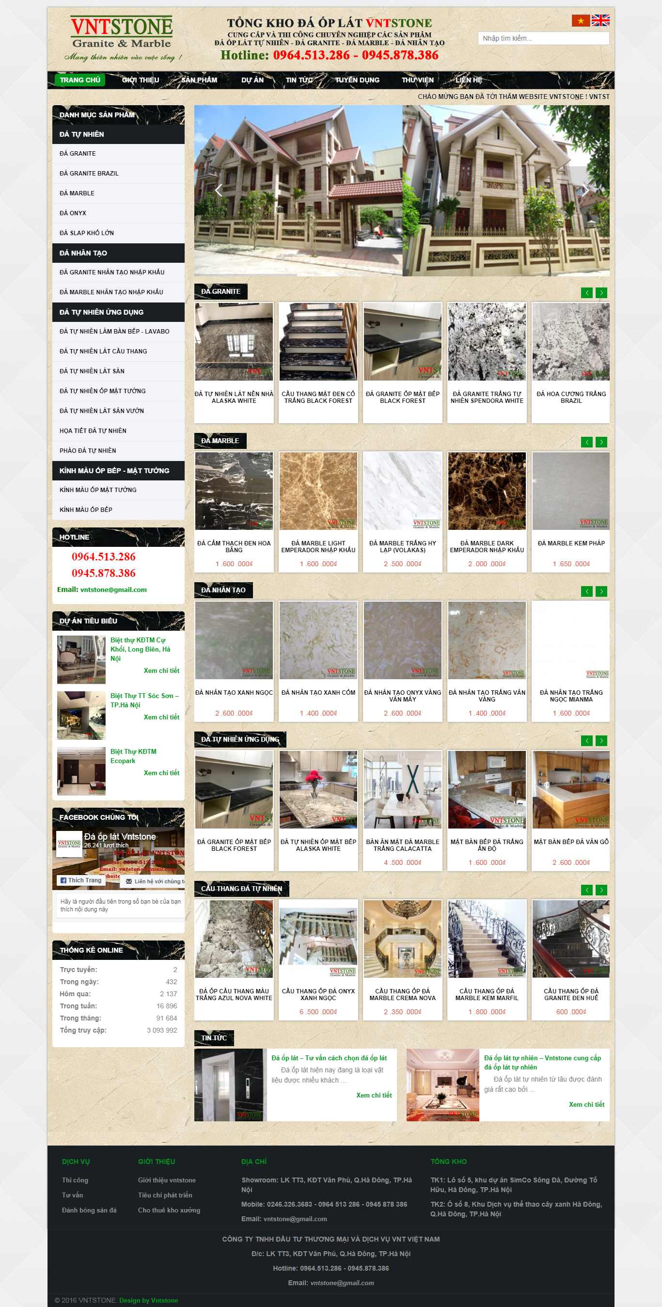 Thiết kế Web đá ốp lát vntstone.vn