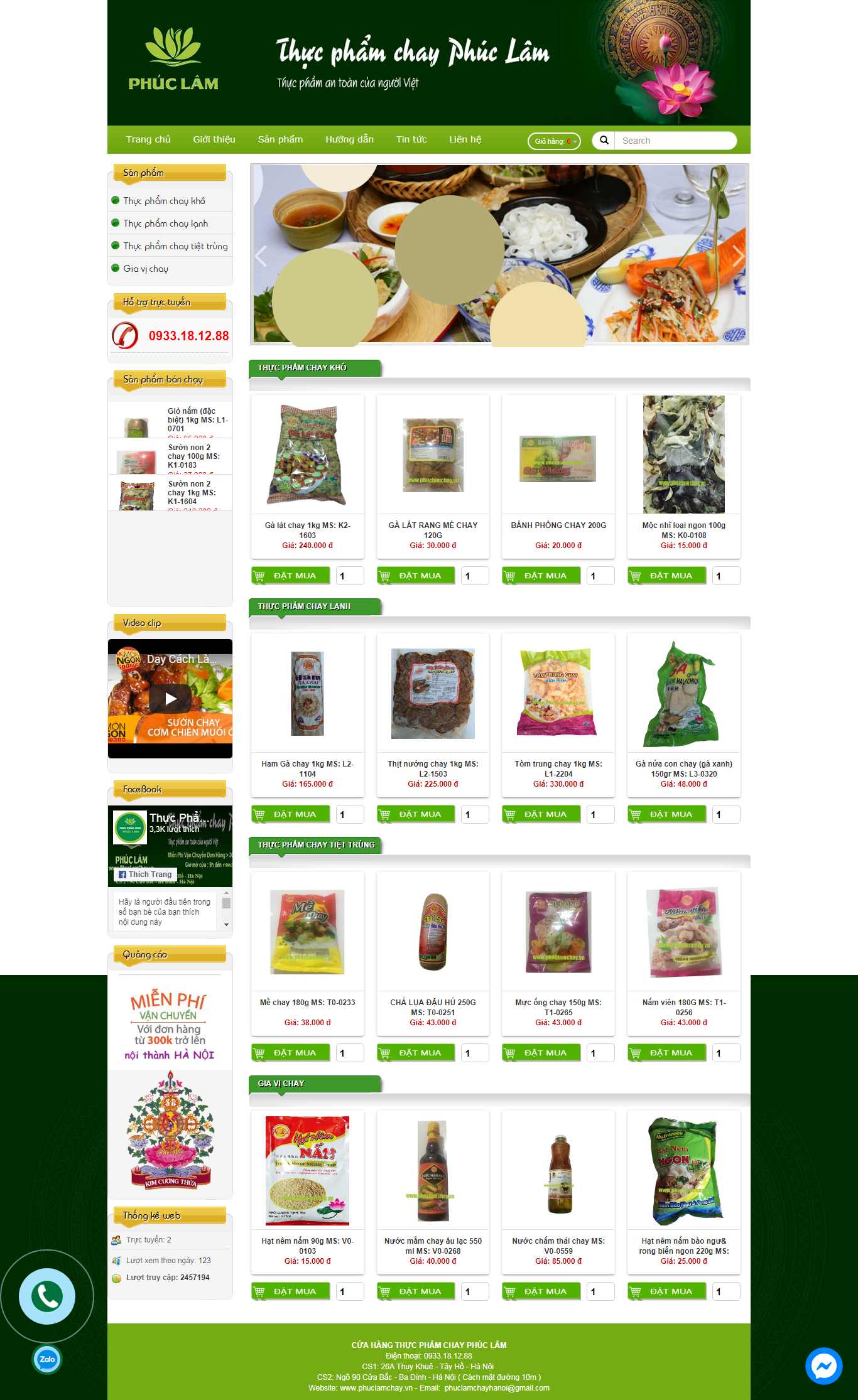 Thiết kế Web đồ ăn chay phuclamchay.vn