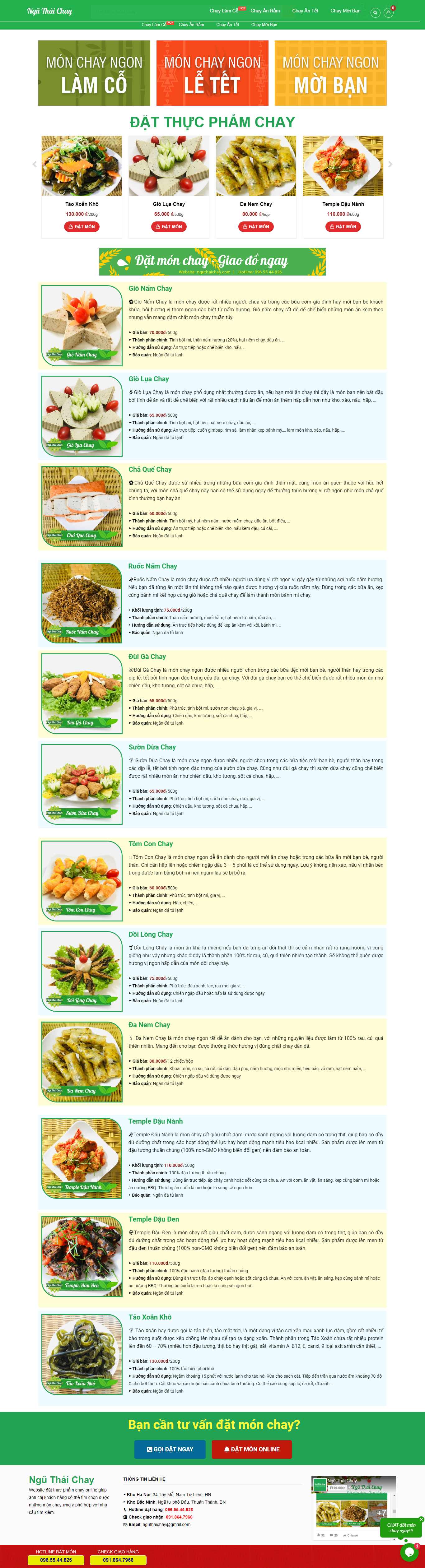 Thiết kế Web đồ ăn chay nguthaichay.com