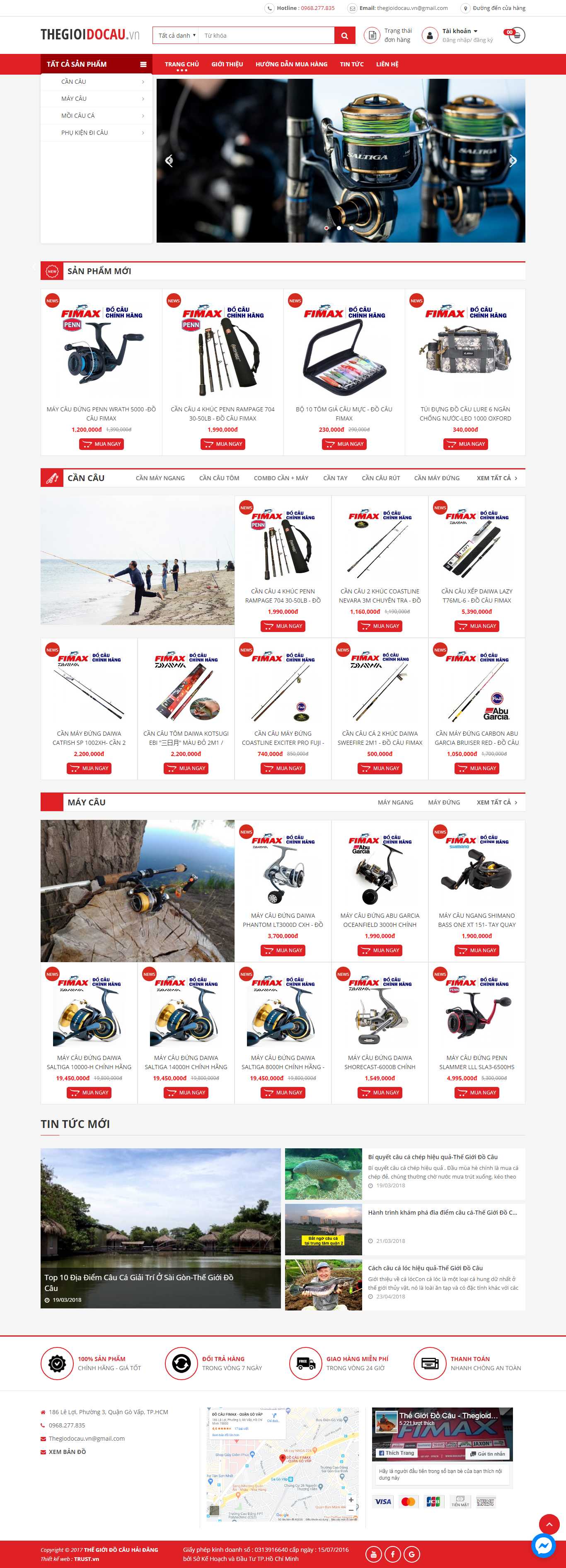 Thiết kế Web đồ câu cá thegioidocau.vn