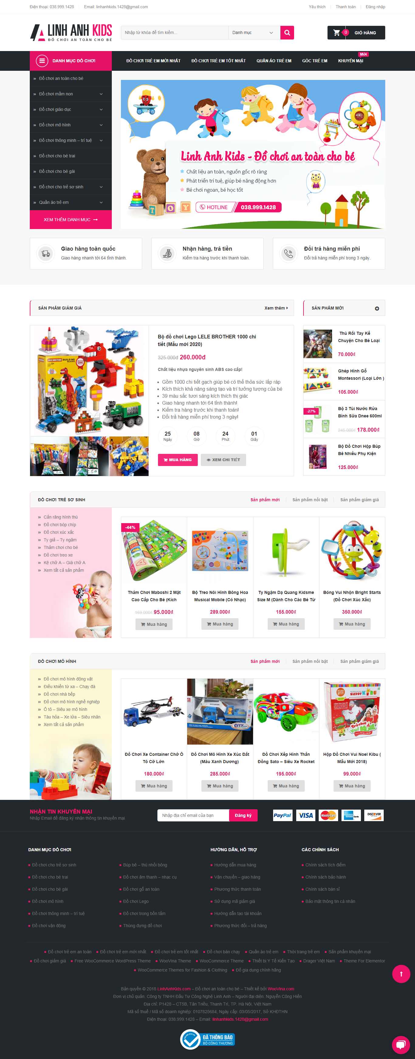 Thiết kế Web đồ chơi trẻ em linhanhkids.com