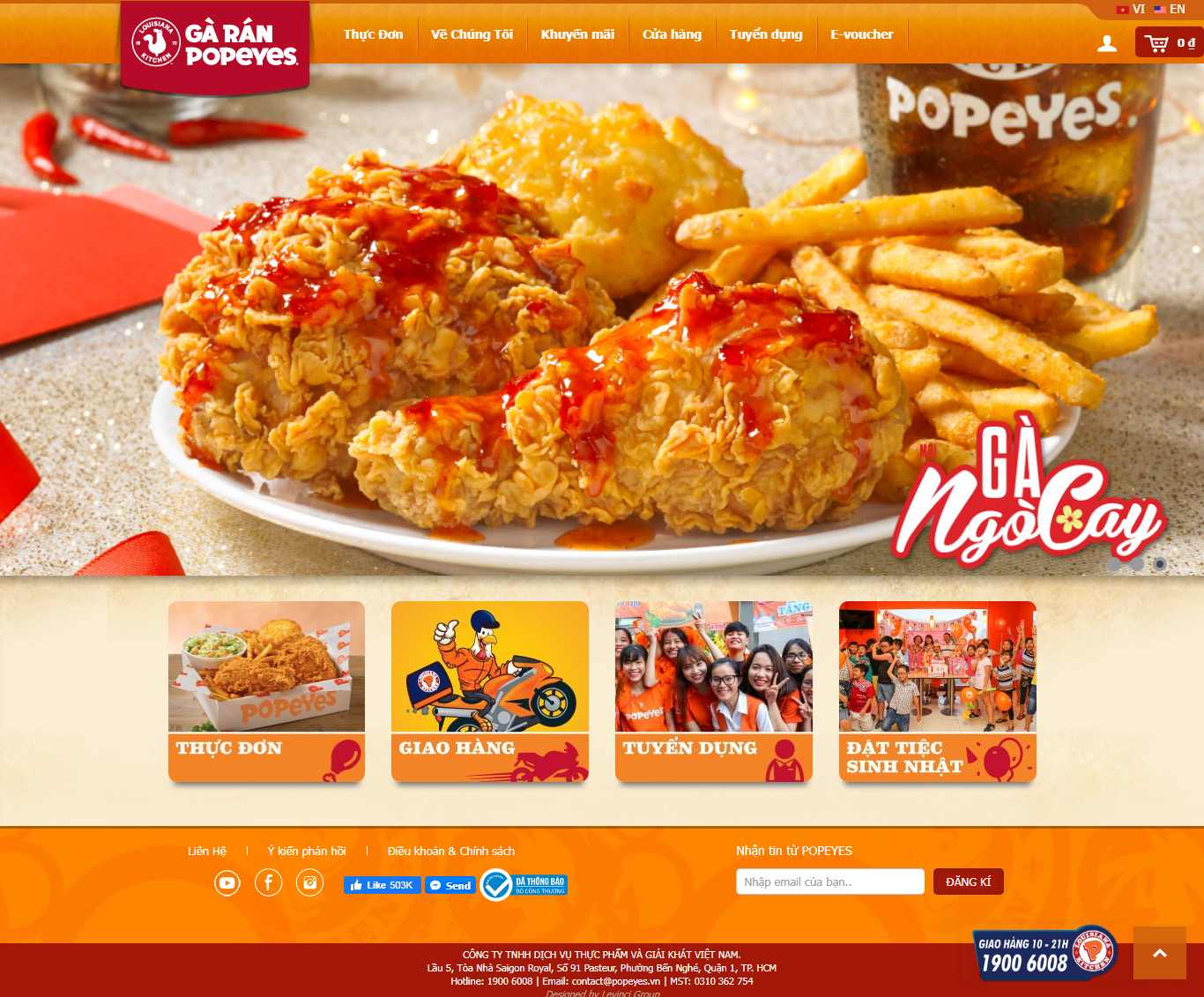 Thiết kế Web đồ ăn vặt popeyes.vn