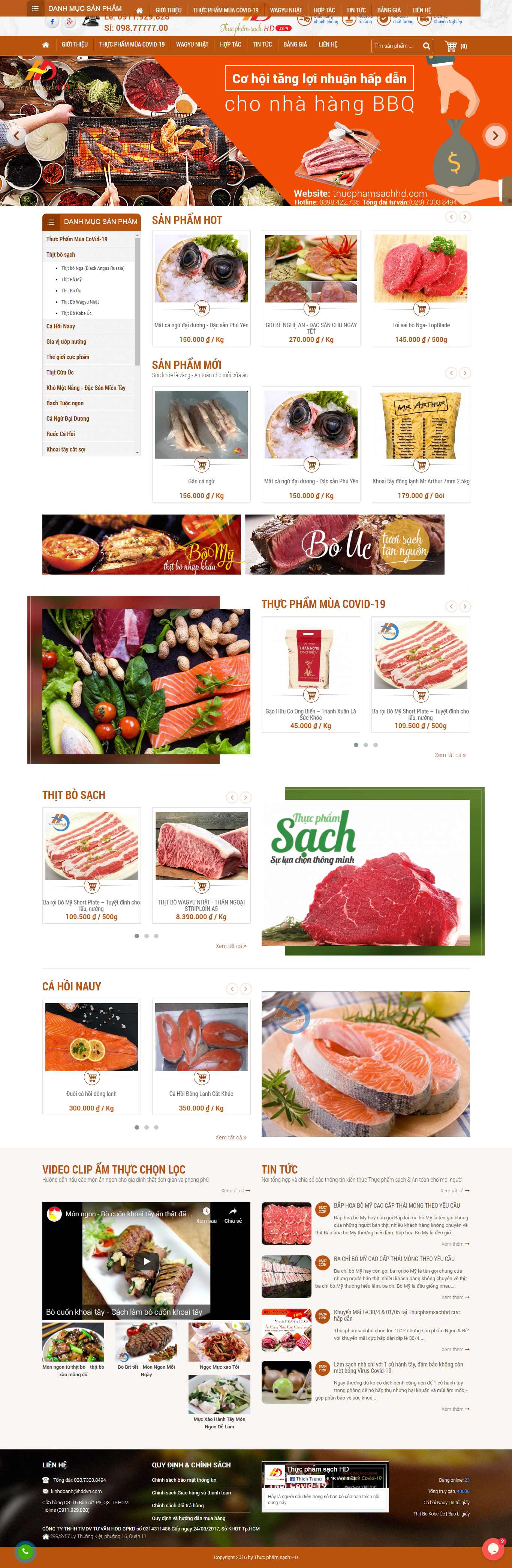 Thiết kế Web đồ ăn vặt thucphamsachhd.com