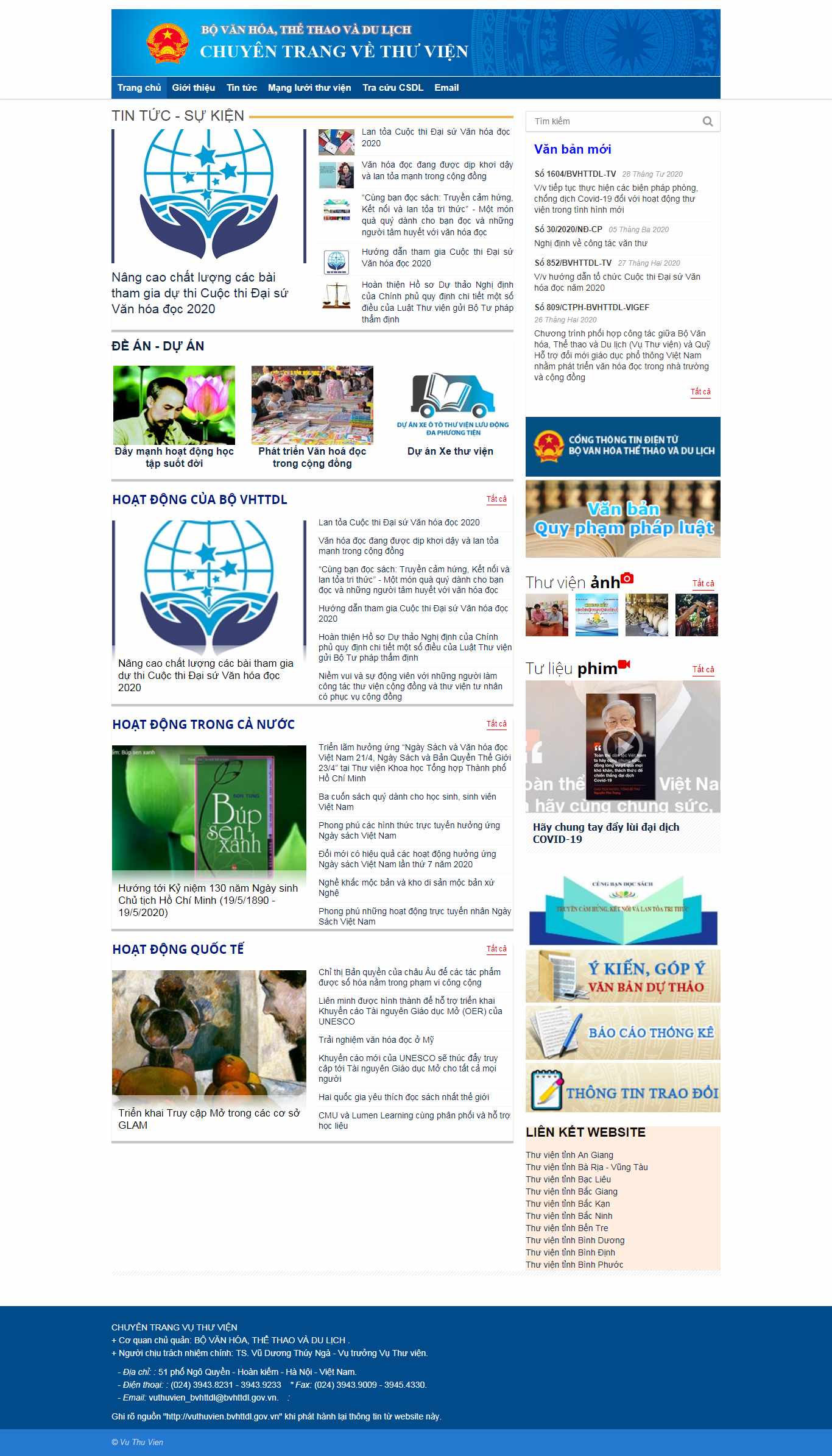 Thiết kế Web thư viện vuthuvien.bvhttdl.gov.vn