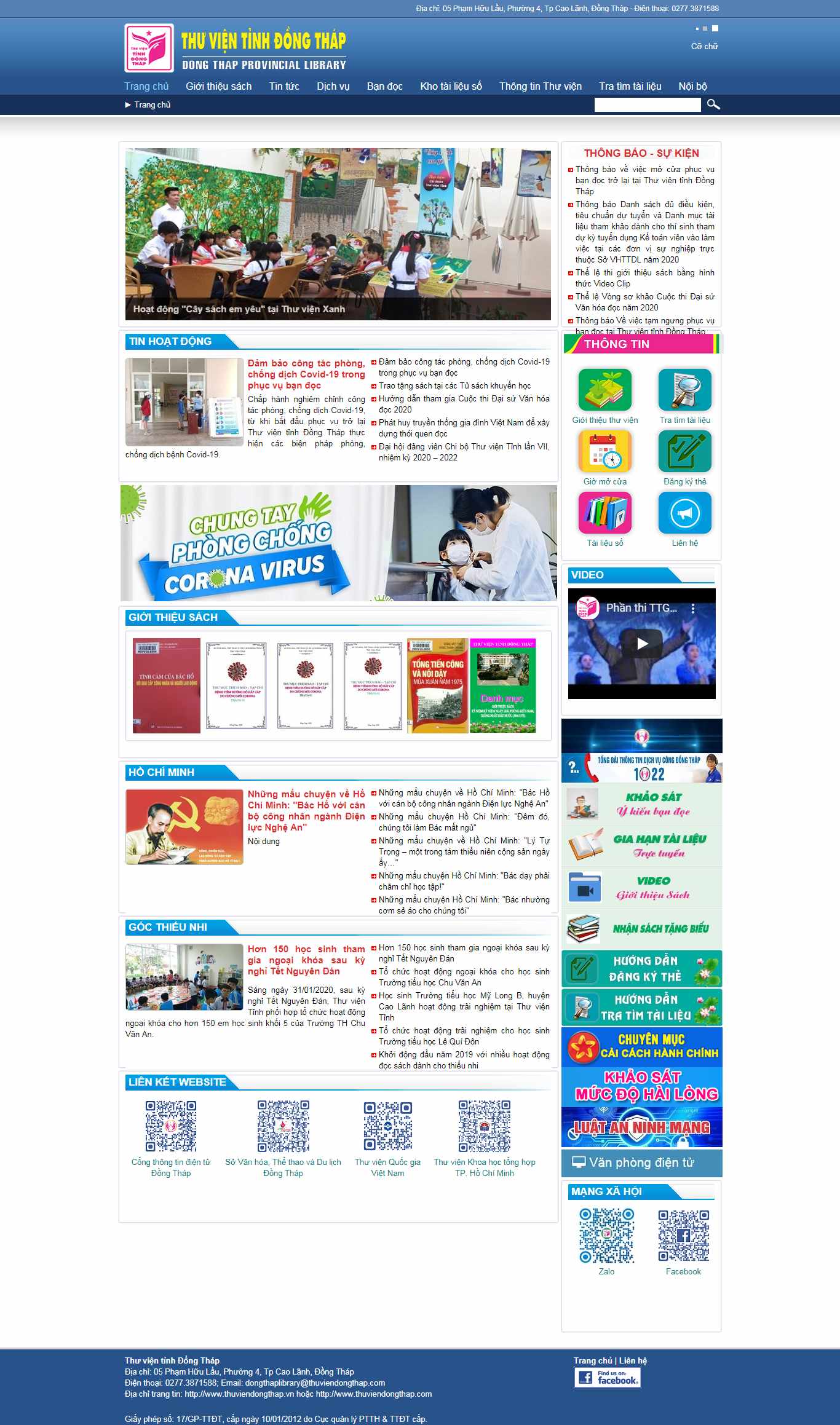 Thiết kế Web thư viện thuviendongthap.com