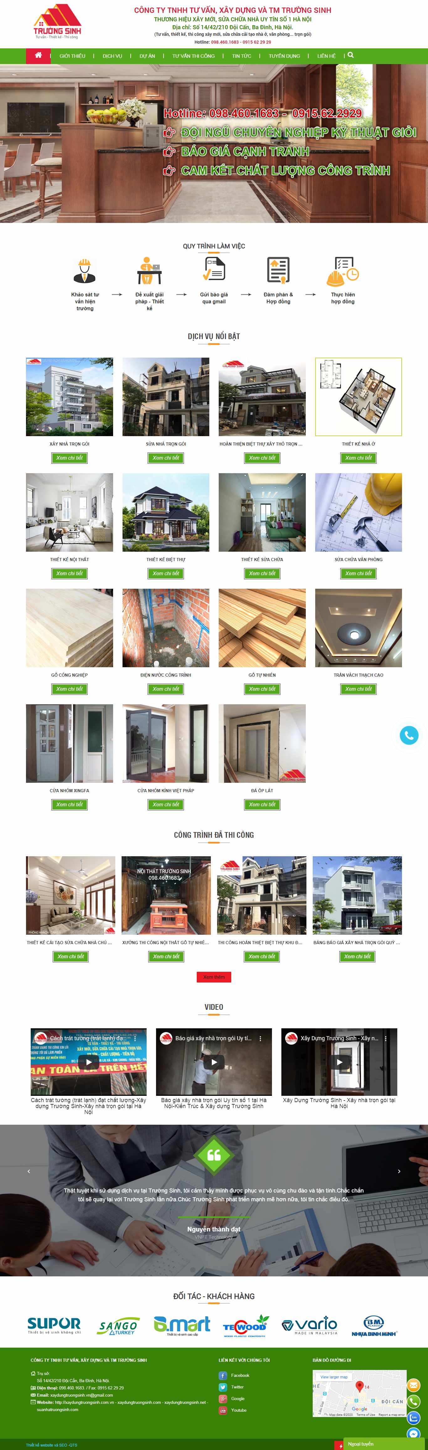 Thiết kế Web xây dựng xaydungtruongsinh.com.vn