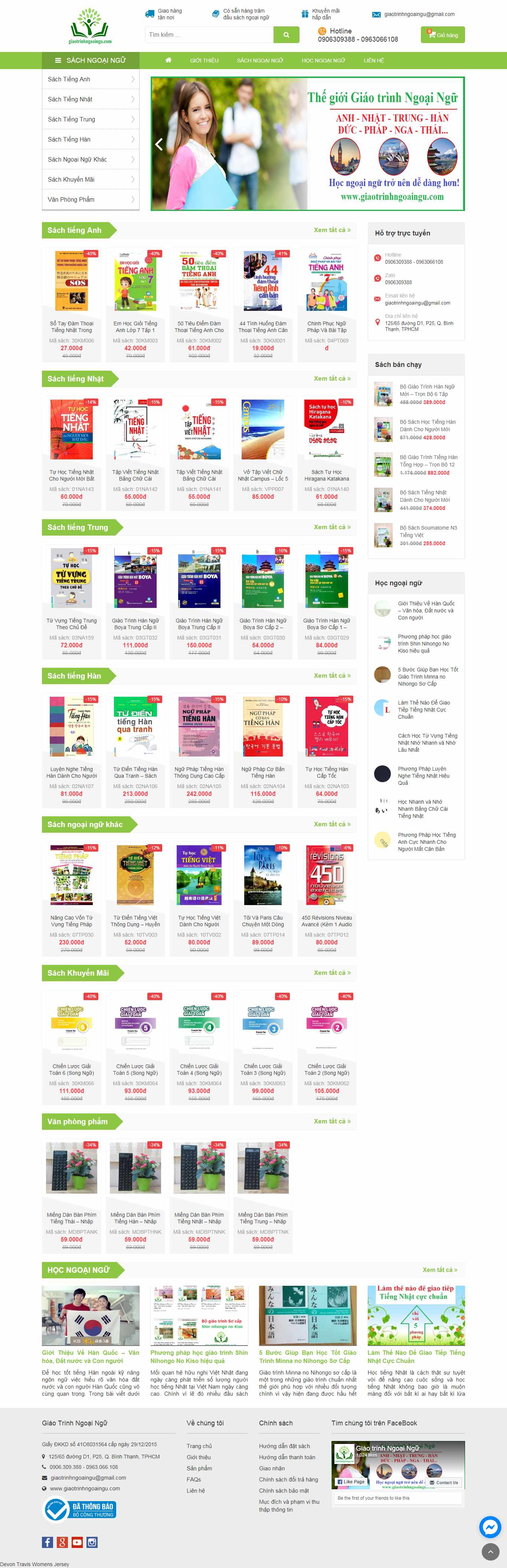 Thiết kế Web sách học ngoại ngữ giaotrinhngoaingu.com
