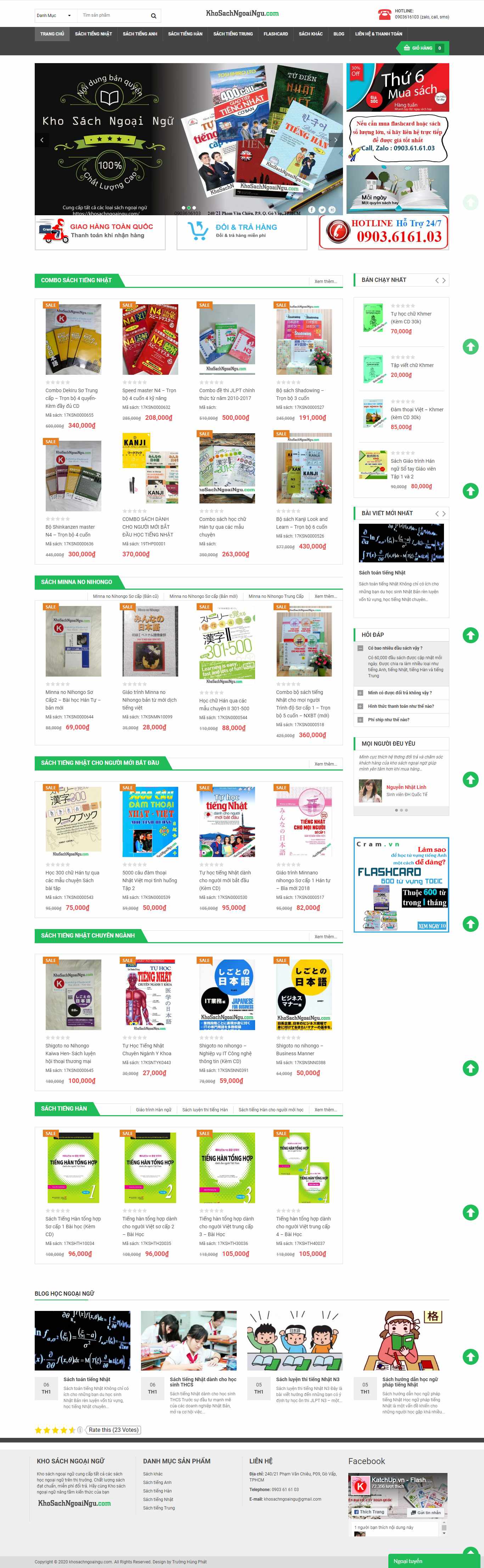 Thiết kế Web sách học ngoại ngữ khosachngoaingu.com