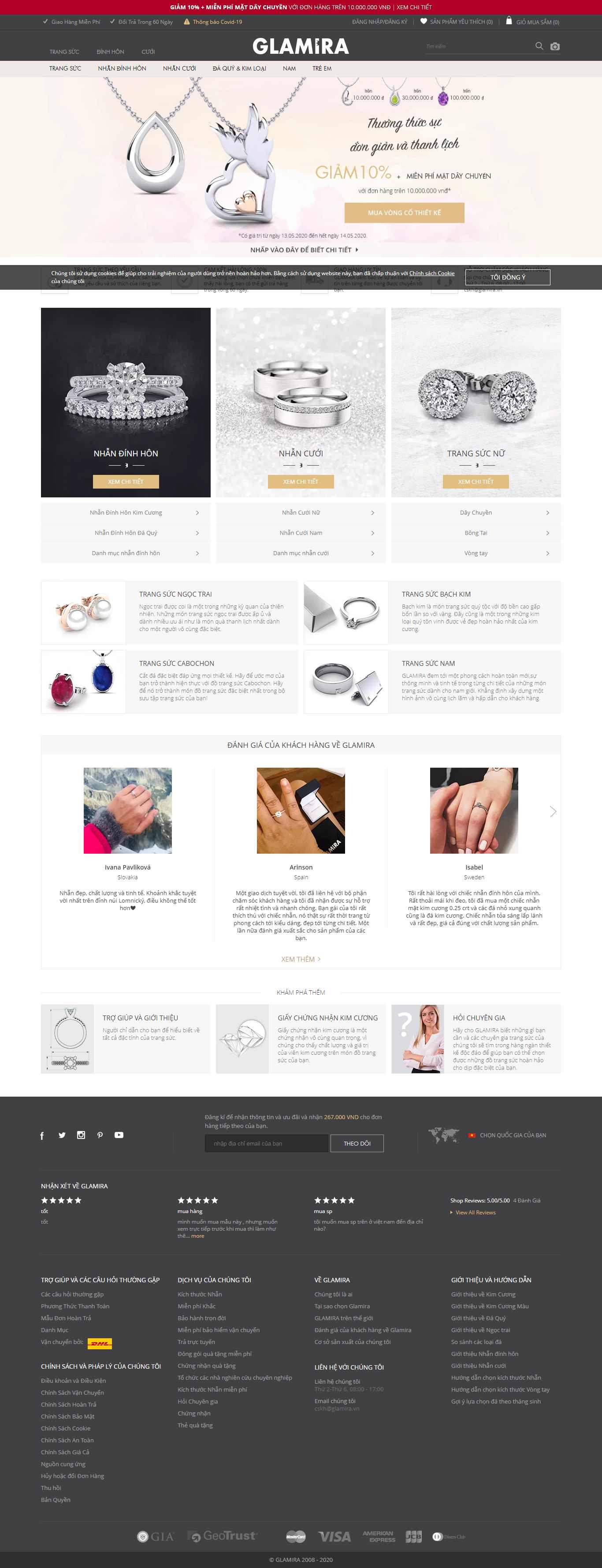 Thiết kế Web giá vàng glamira.vn