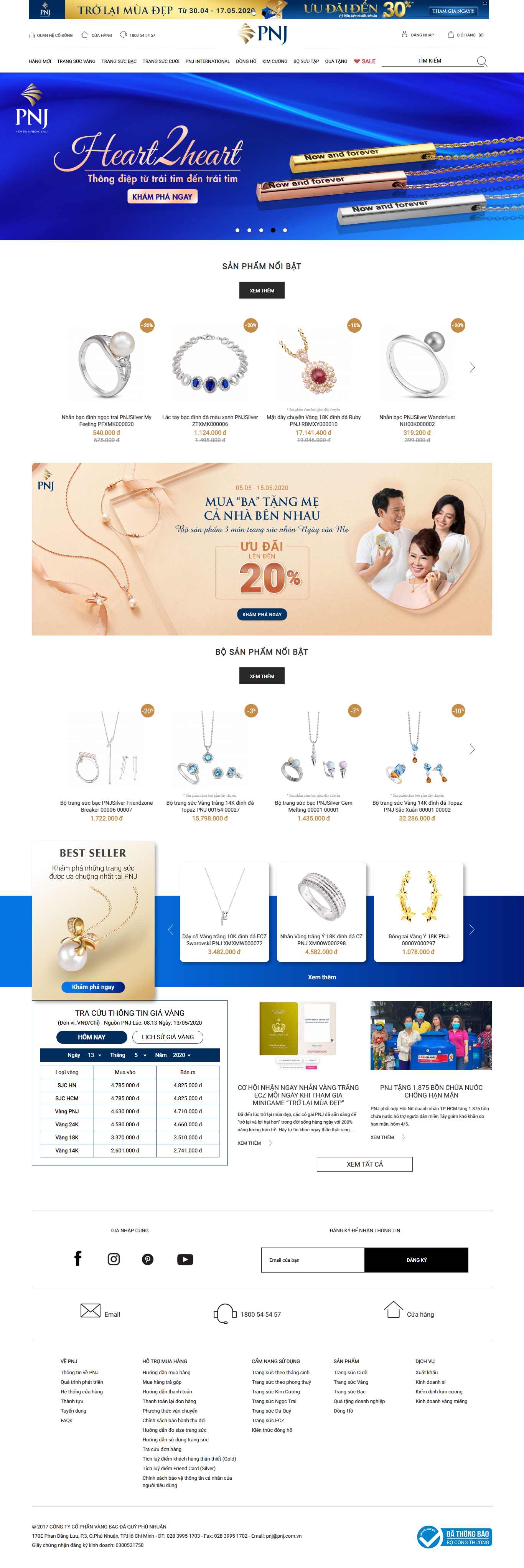 Thiết kế Web giá vàng pnj.com.vn