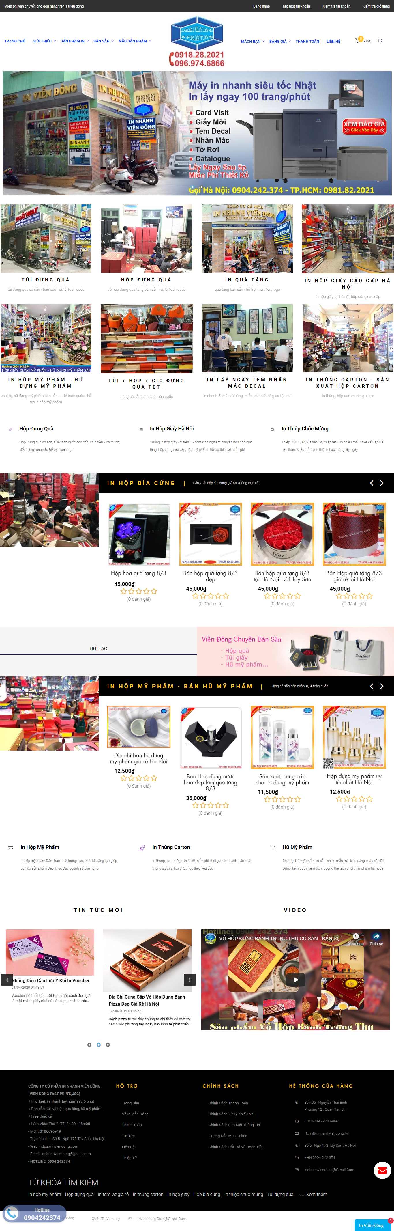 Thiết kế Web sản xuất bao bì inviendong.com