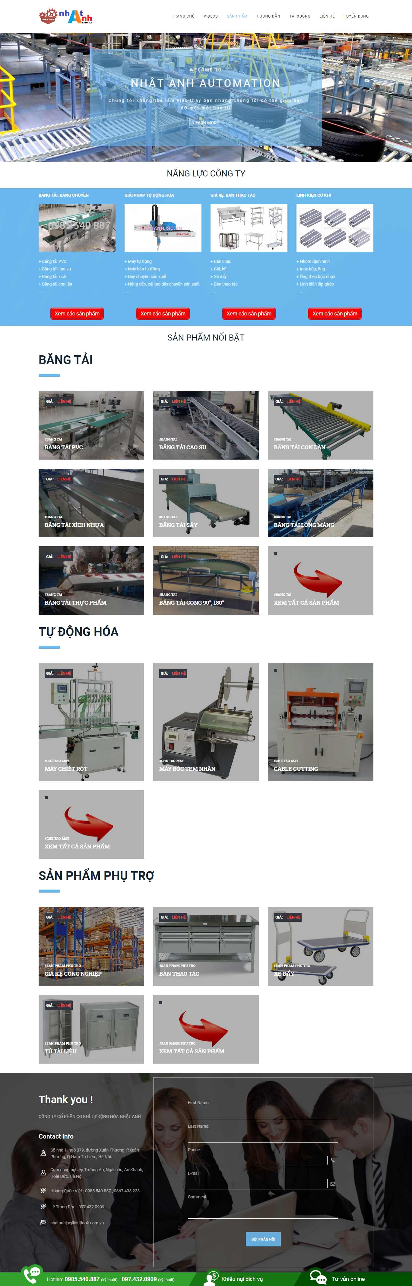 Thiết kế Web cơ khí nhatanhjsc.vn
