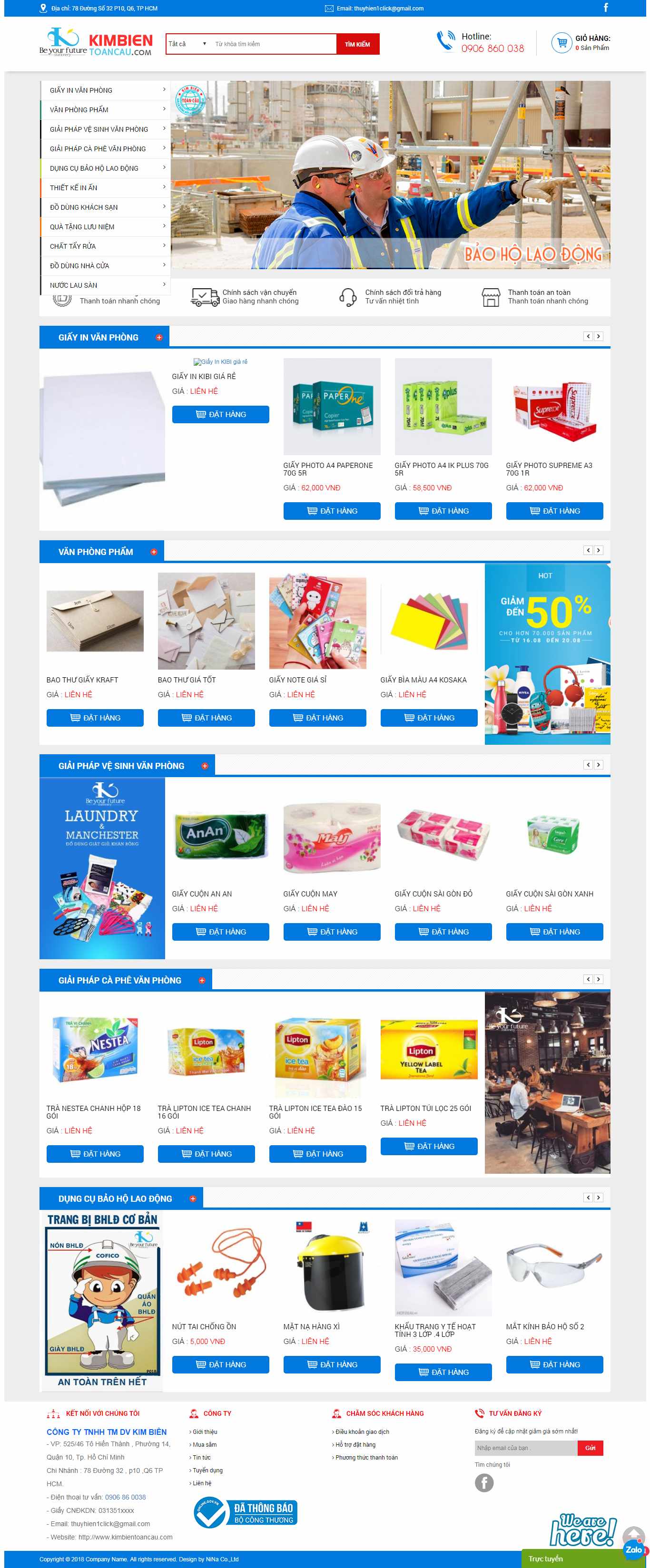 Thiết kế Web văn phòng phẩm kimbientoancau.com