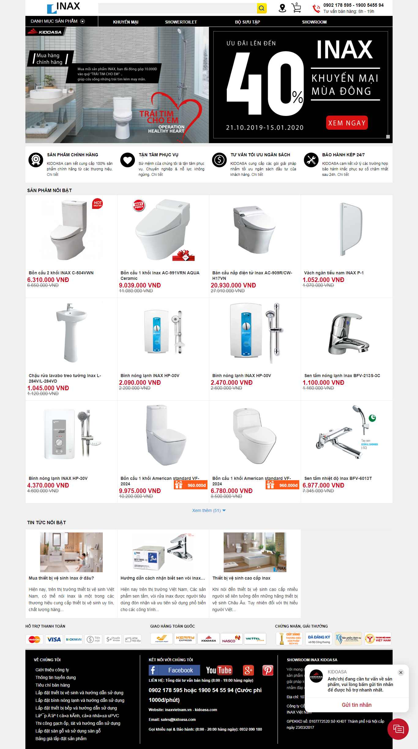 Thiết kế Web thiết bị vệ sinh inaxvietnam.vn