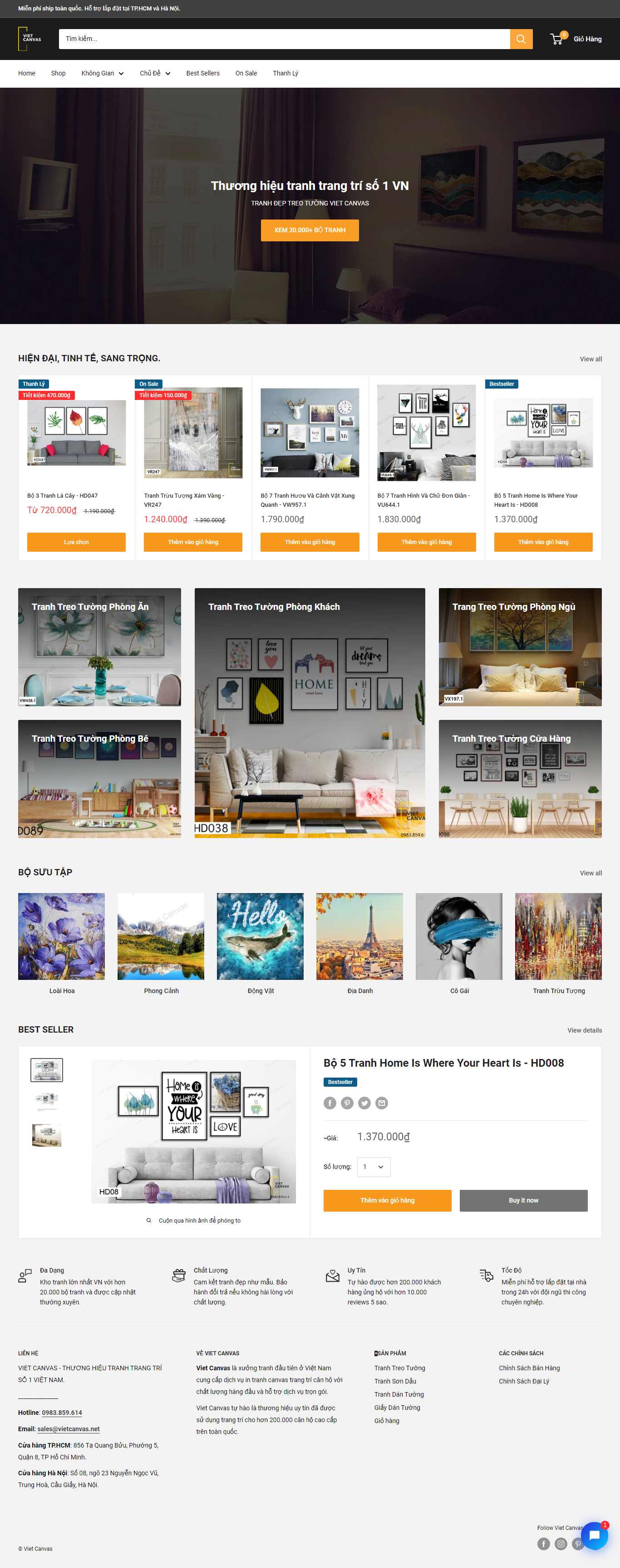 Thiết kế Web bán tranh 3d vietcanvas.net