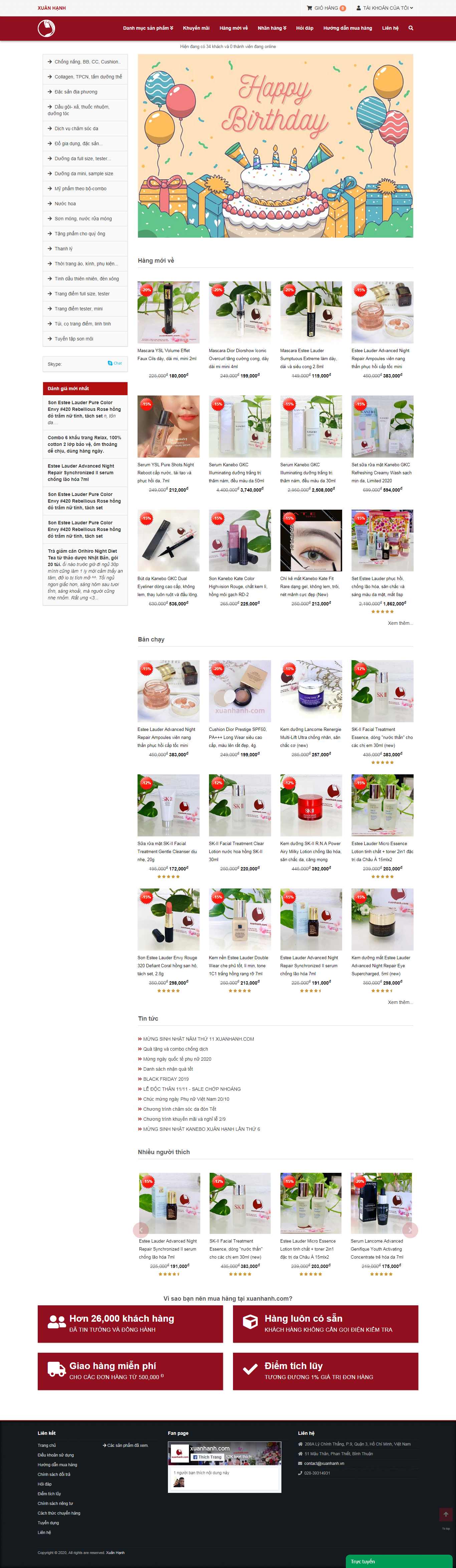 Thiết kế Web mỹ phẩm làm đẹp xuanhanh.vn