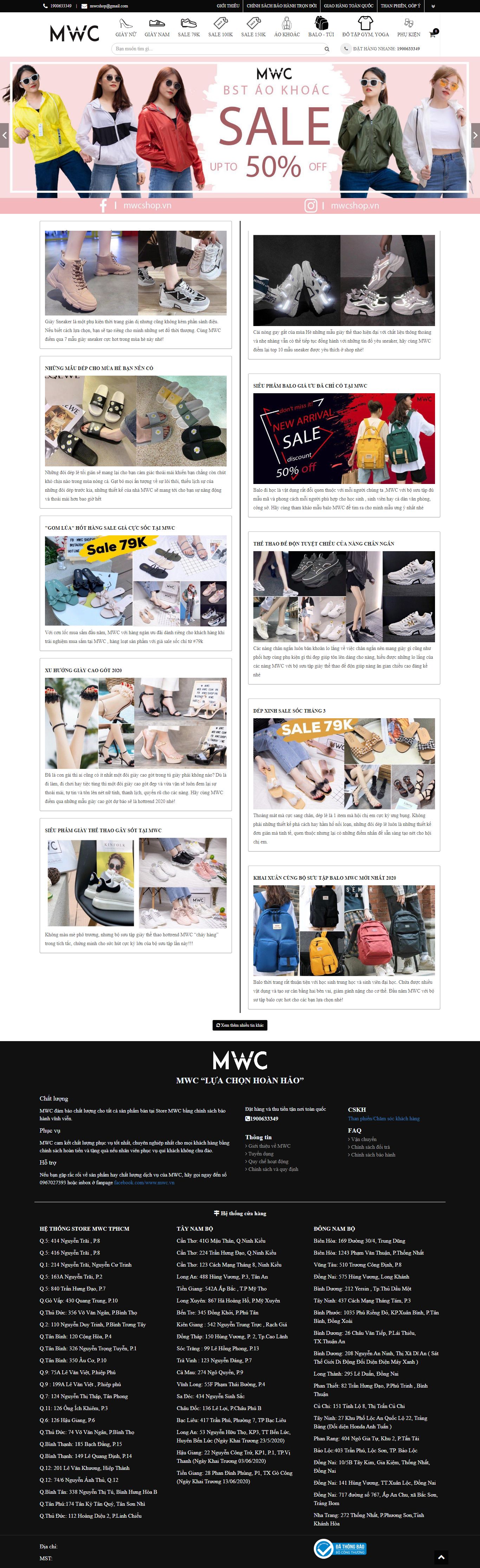 Thiết kế Web bán giày thể thao mwcstore.net