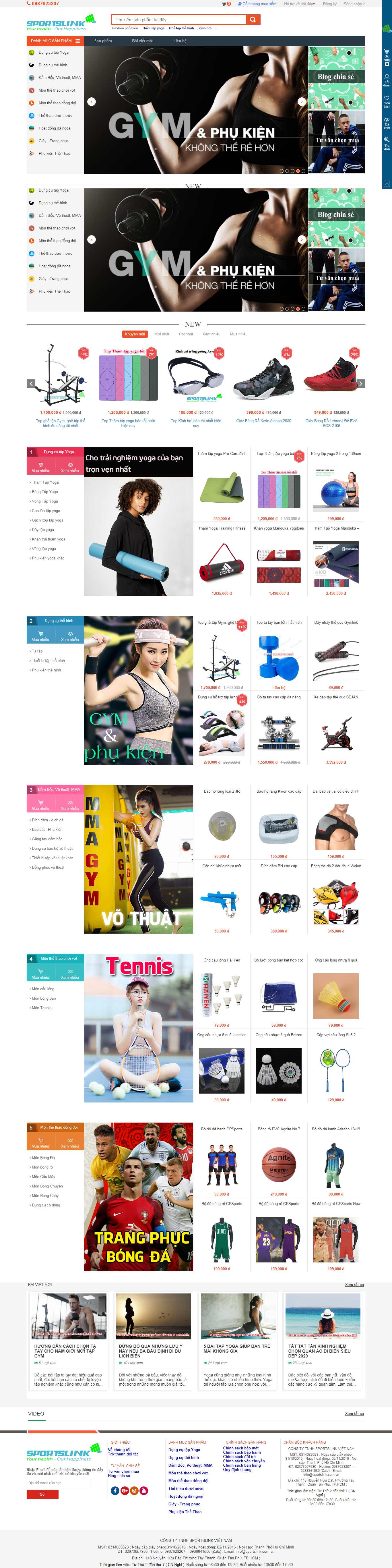 Thiết kế Web dụng cụ thể thao sportslink.vn