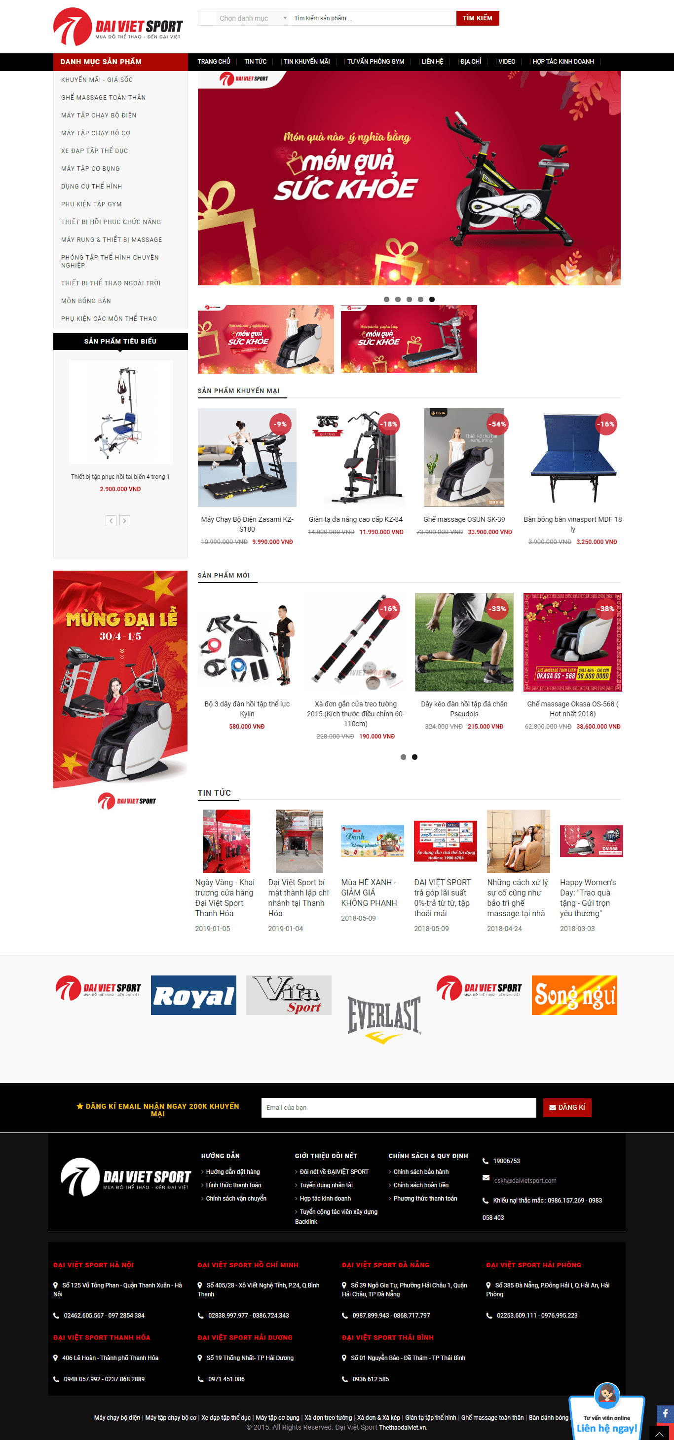 Thiết kế Web dụng cụ thể thao thethaodaiviet.vn