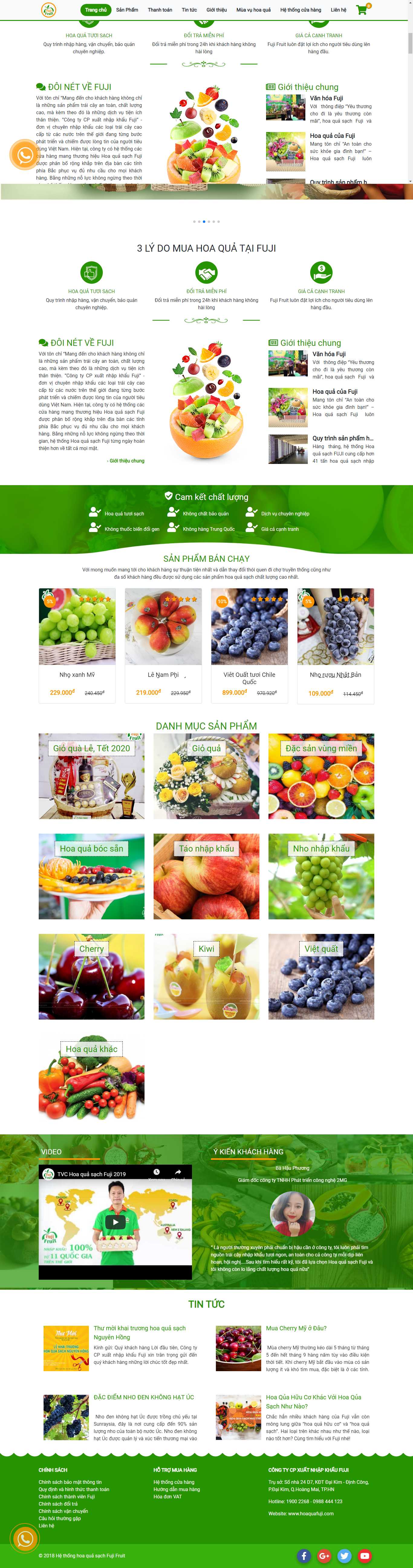 Thiết kế Web bán hoa quả sạch hoaquafuji.com