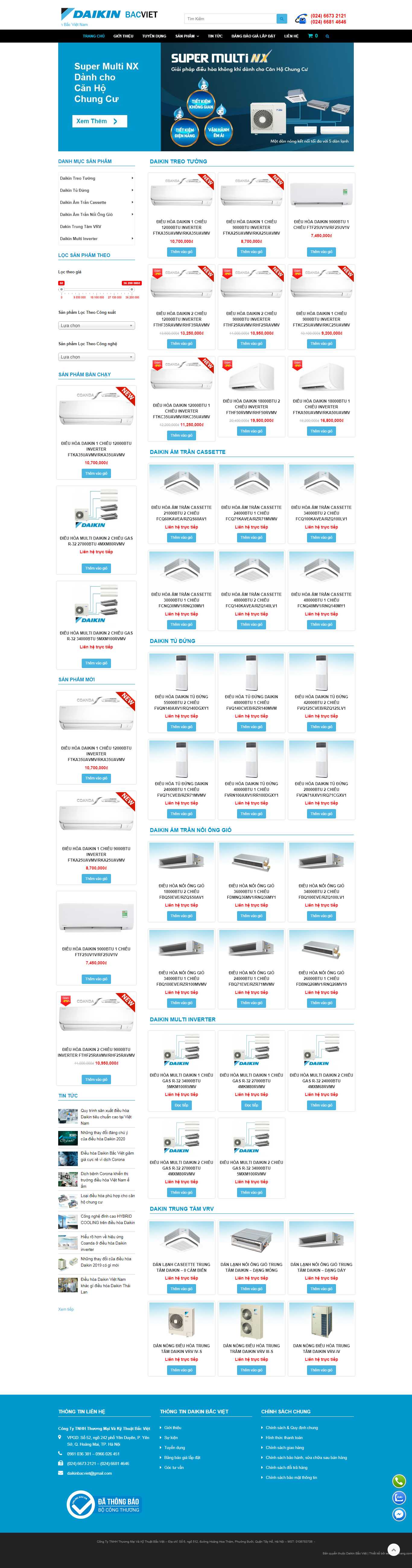Thiết kế Web lắp đặt điều hòa daikinbacviet.vn
