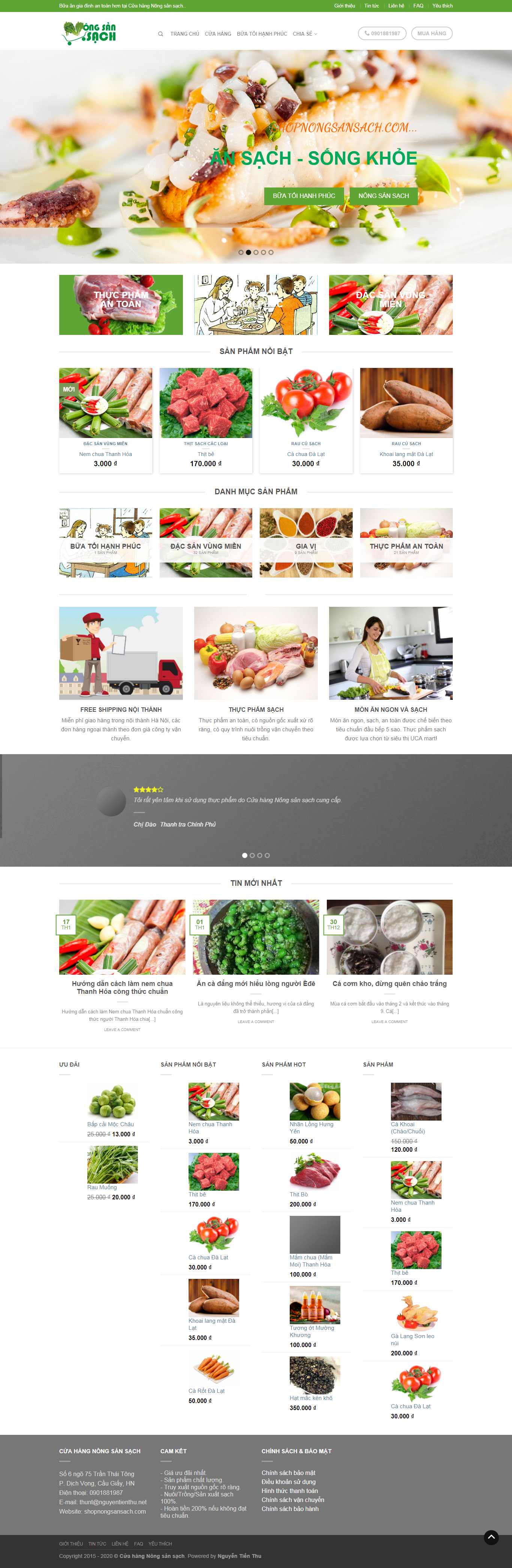 Thiết kế Web nông sản shopnongsansach.com