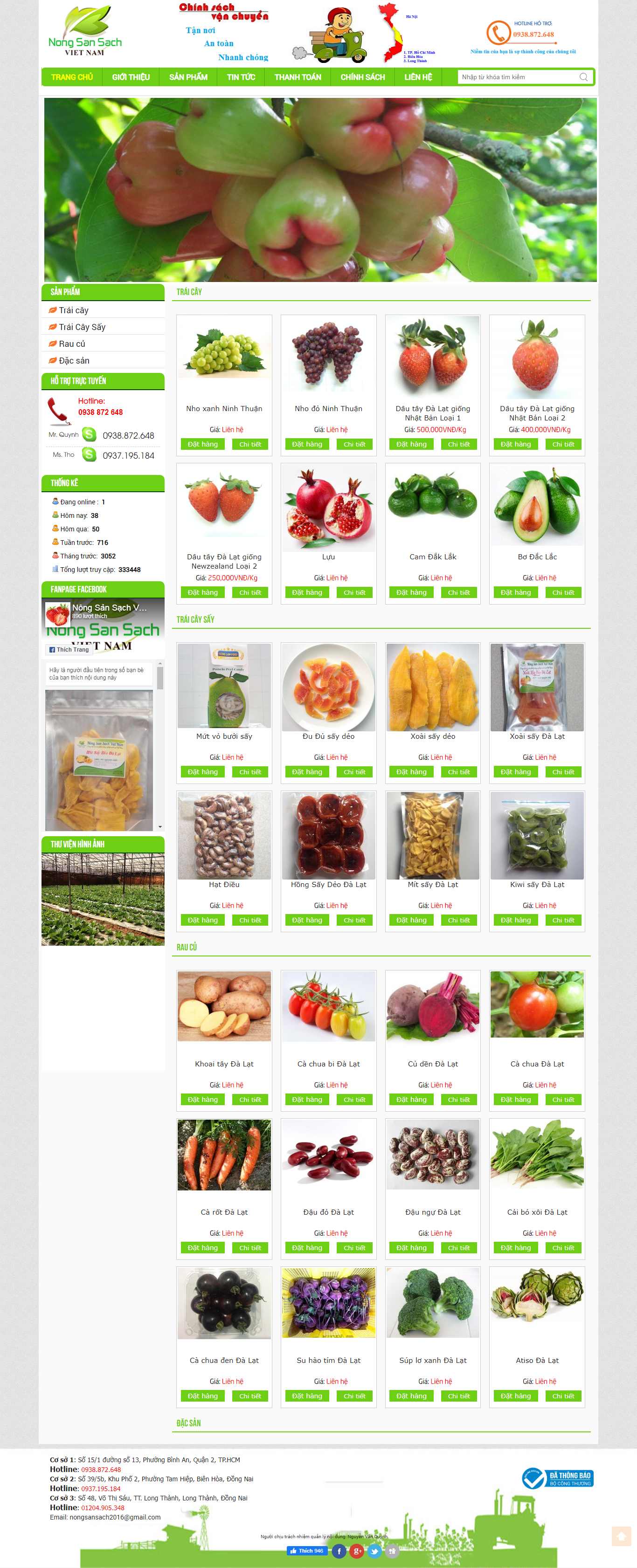 Thiết kế Web nông sản nongsansachvietnam.vn