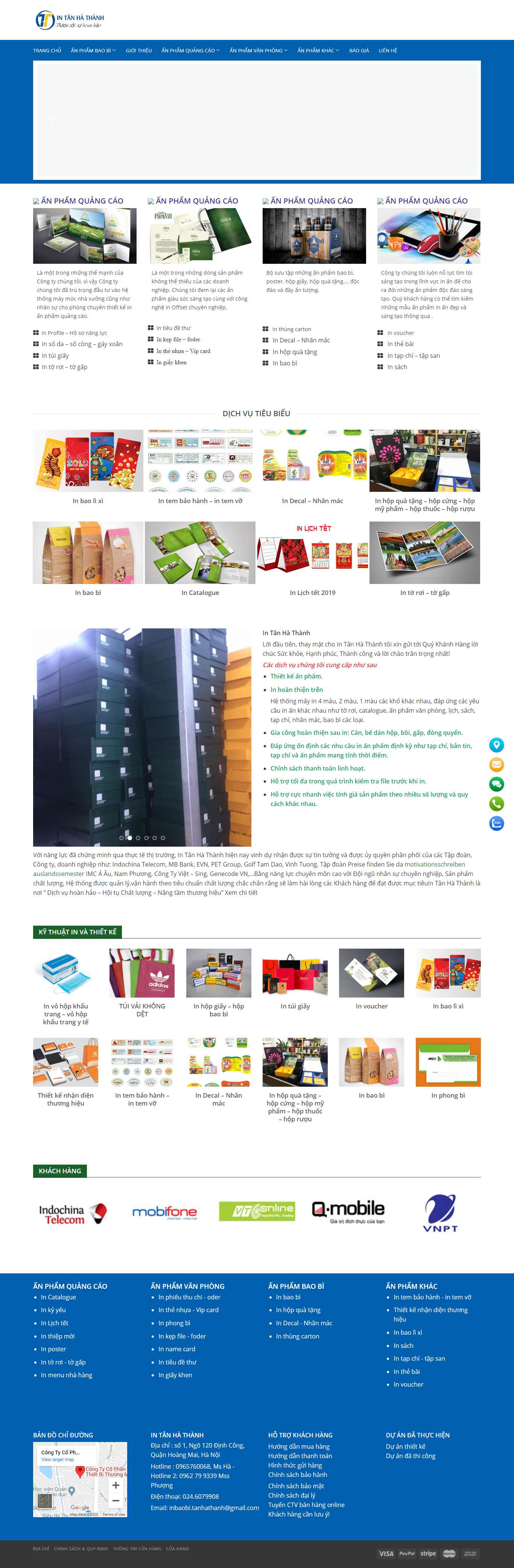 Thiết kế Web công ty in ấn intanhathanh.com