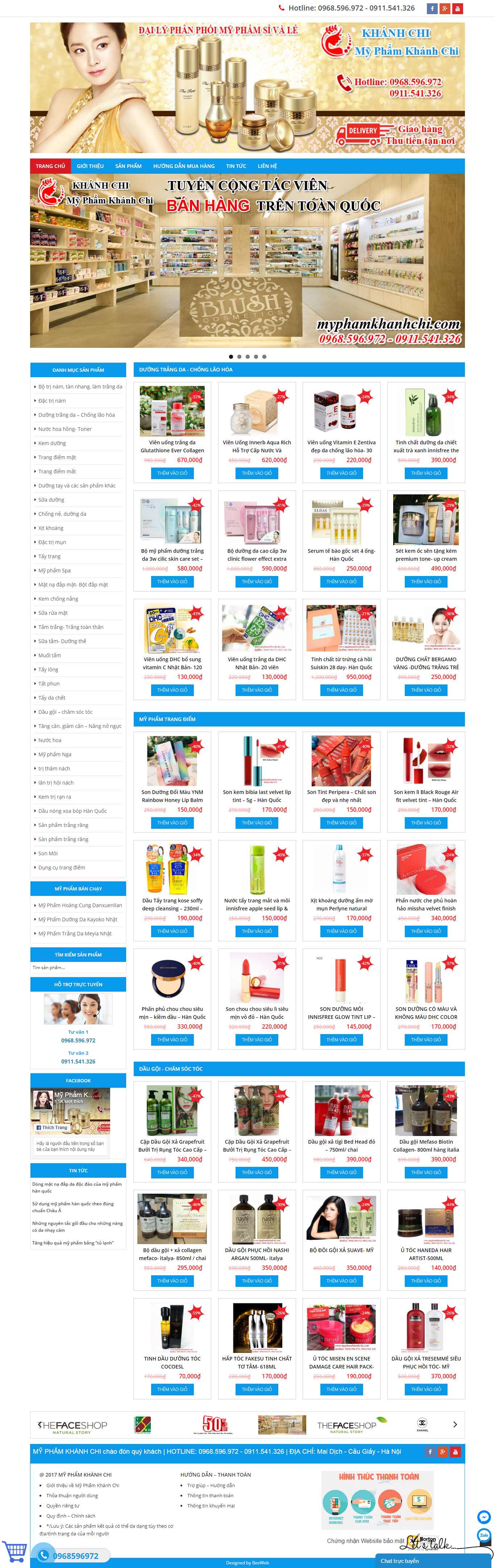 Thiết kế Web bán hàng online myphamkhanhchi.com