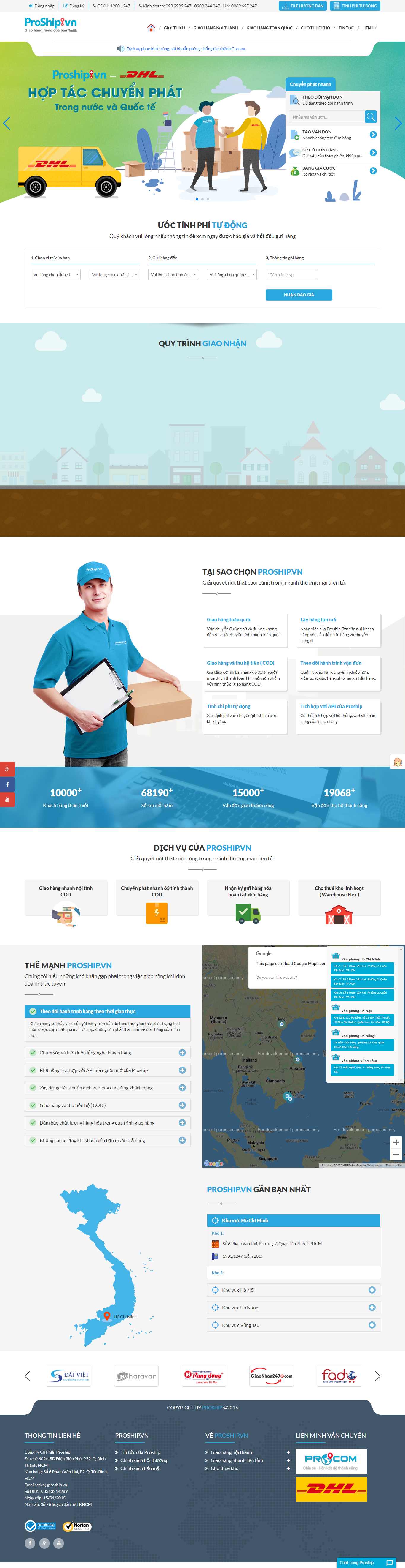 Thiết kế Web vận chuyển proship.vn