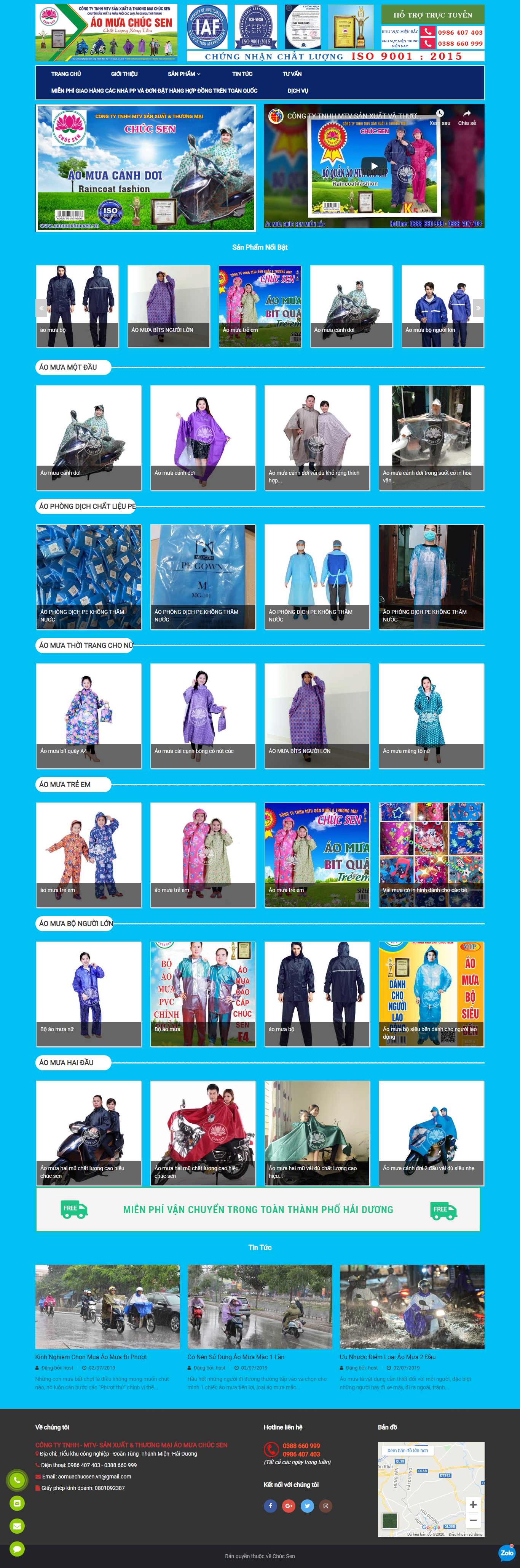 Thiết kế Web bán áo mưa aomuachucsen.vn