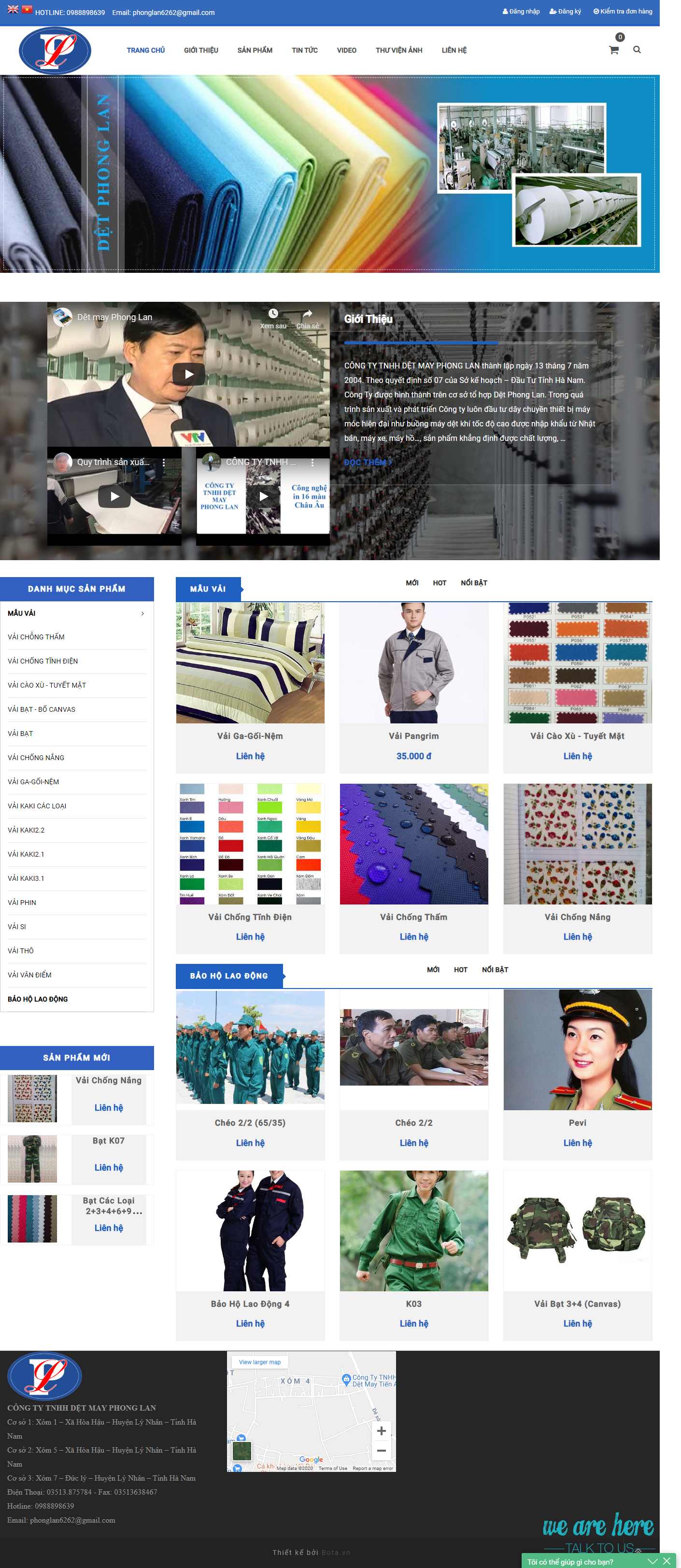 Thiết kế Web dệt may detmayphonglan.com