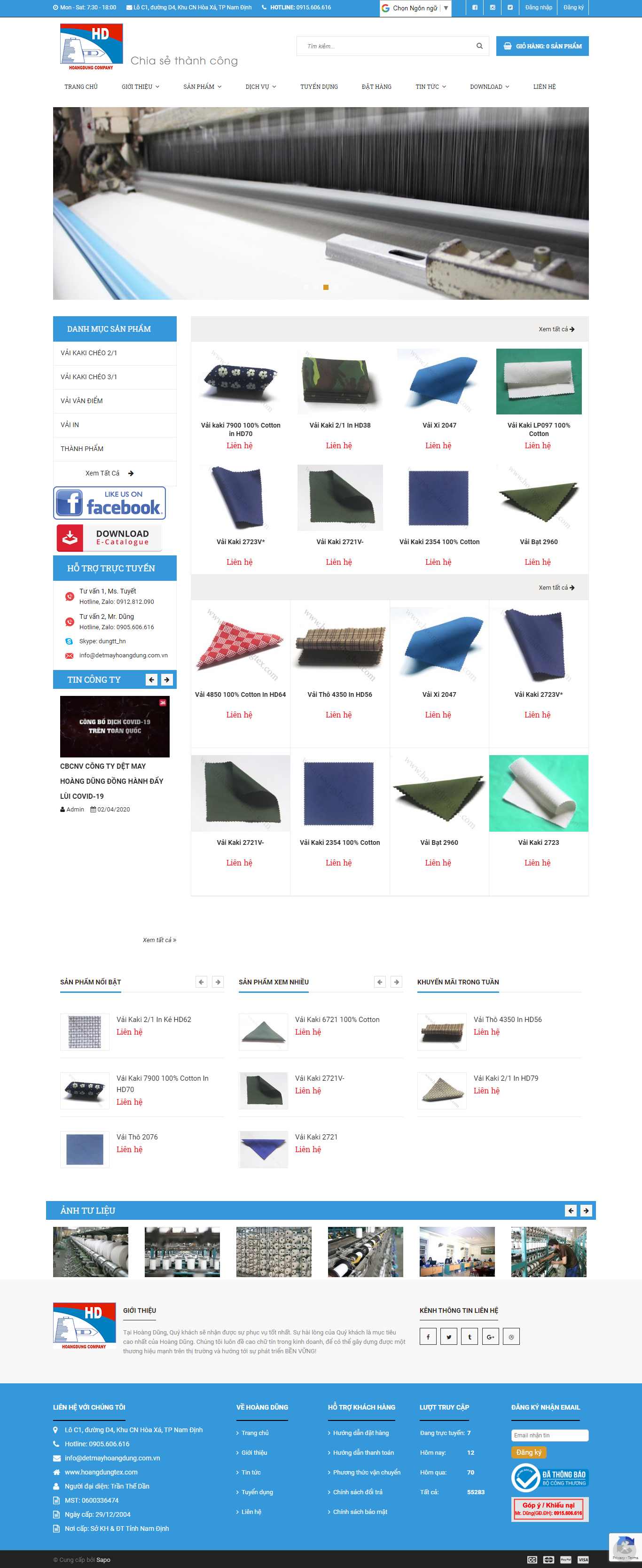 Thiết kế Web dệt may detmayhoangdung.com.vn