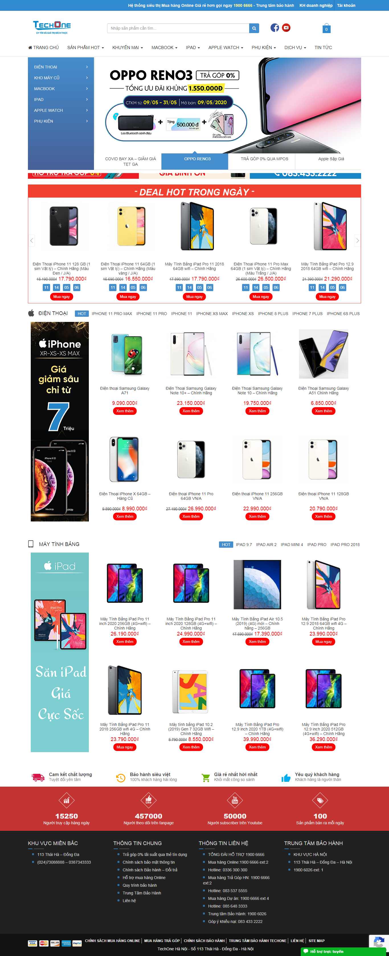 Thiết kế Web bán điện đoại di động techone.vn