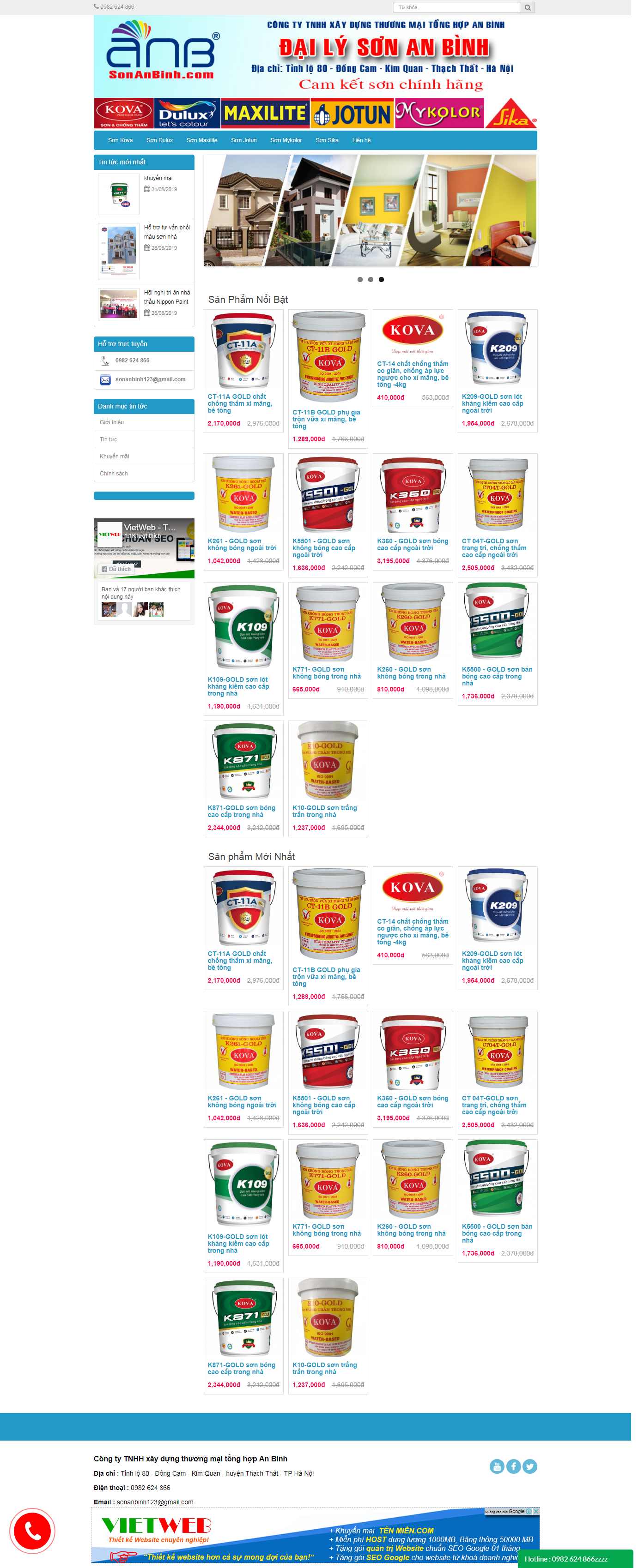 Thiết kế Web có sẵn sonanbinh.com