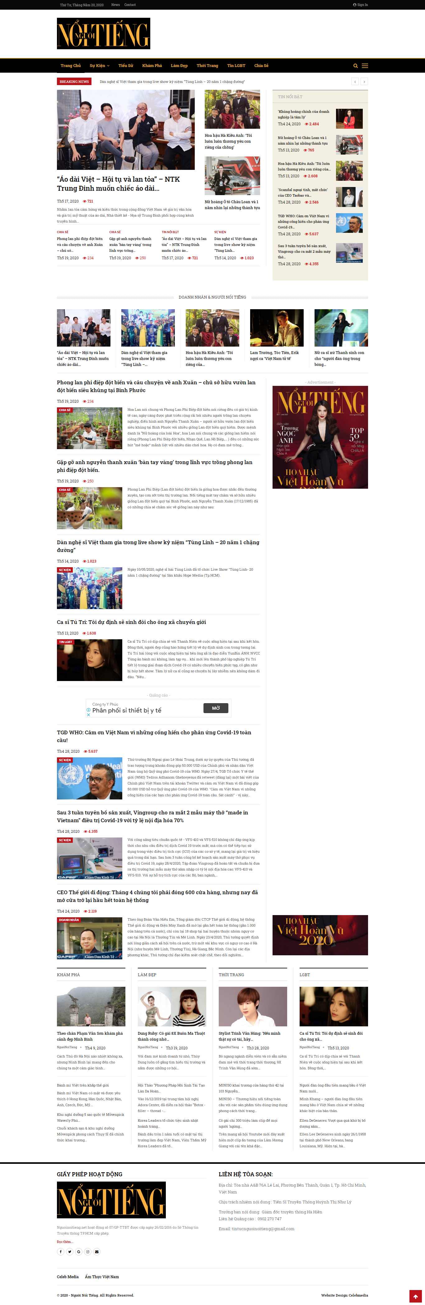 Thiết kế Web cá nhân nguoinoitieng.net