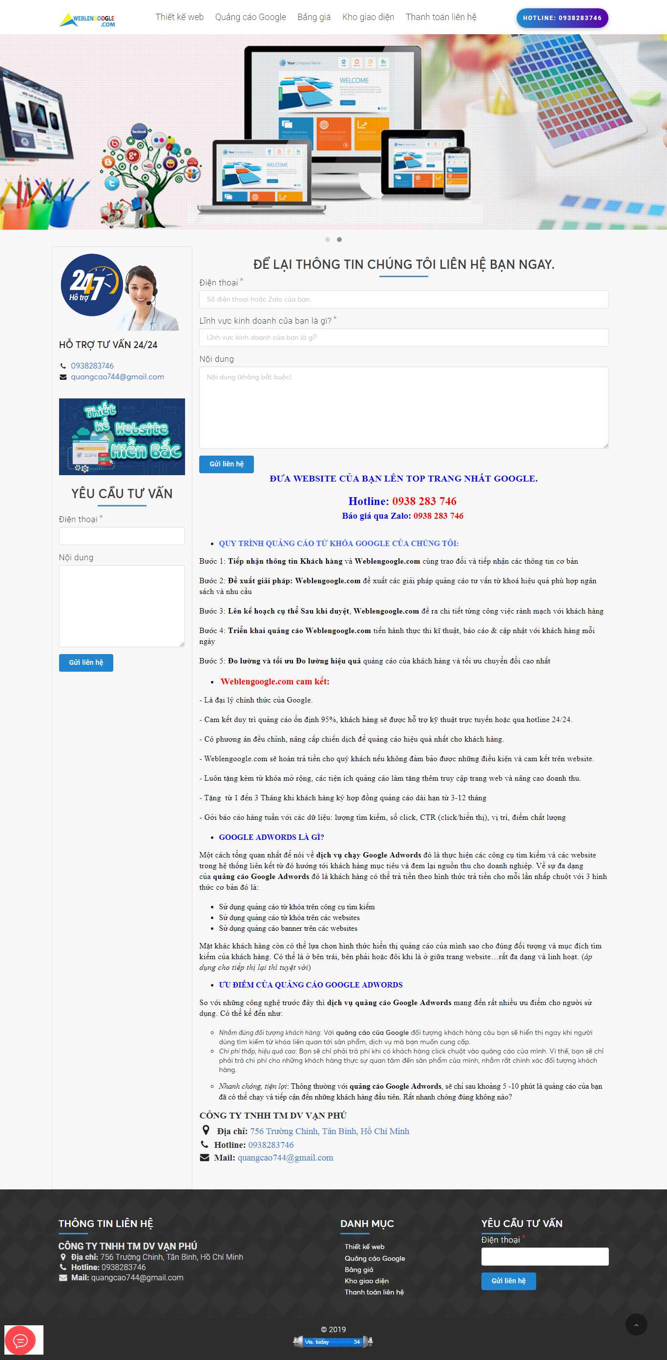 Thiết kế Web quảng cáo google weblengoogle.com