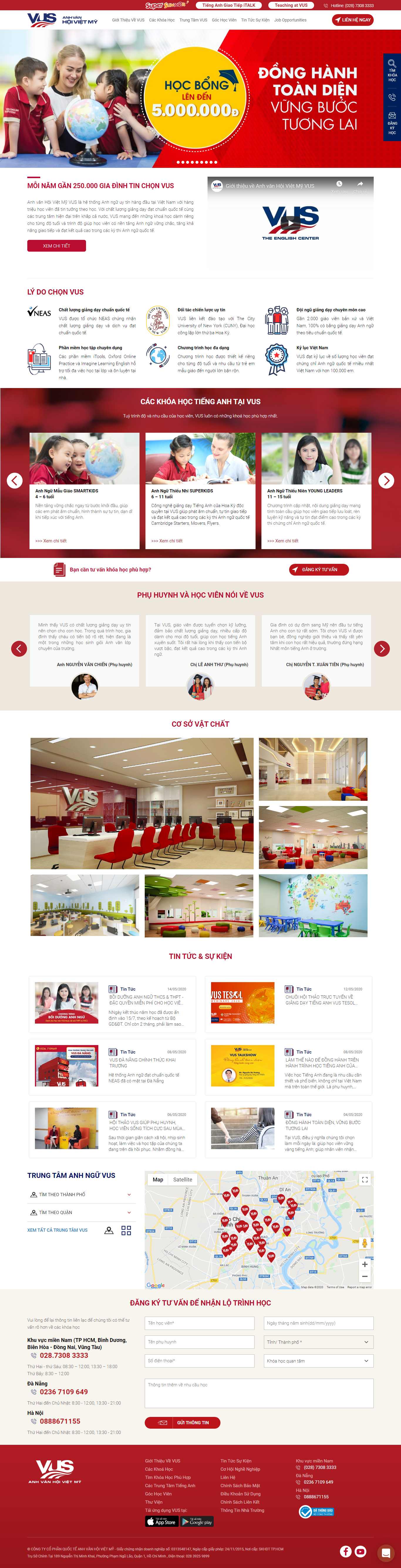 Thiết kế Web trung tâm tiếng anh vus.edu.vn