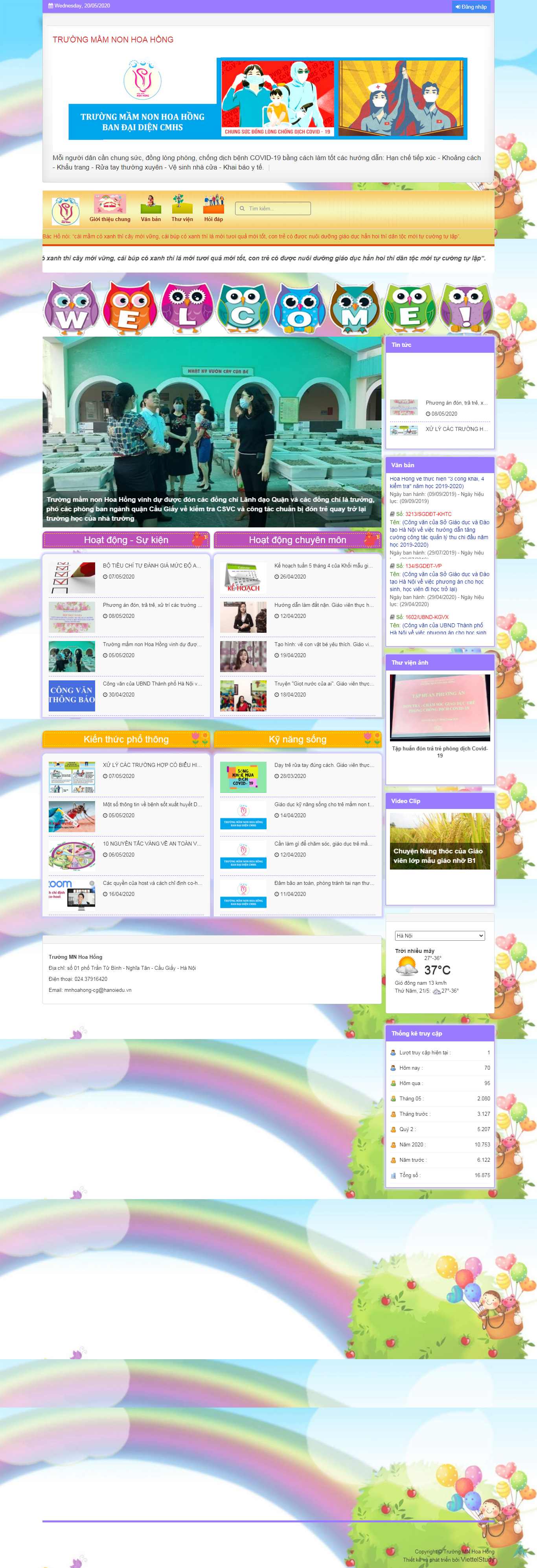 Thiết kế Web trường học mnhoahong.caugiay.edu.vn