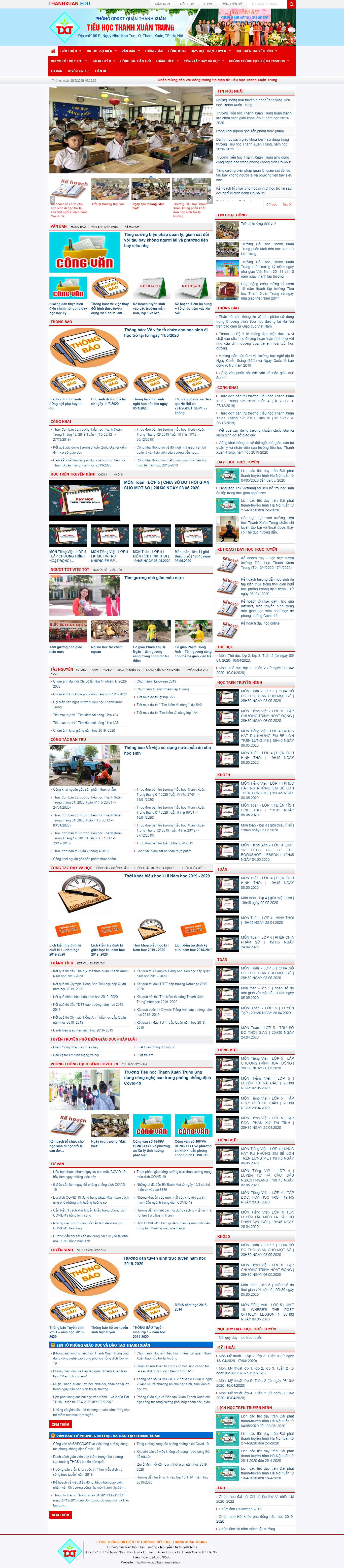 Thiết kế Web trường cấp 1 ththanhxuantrung.pgdthanhxuan.edu.vn