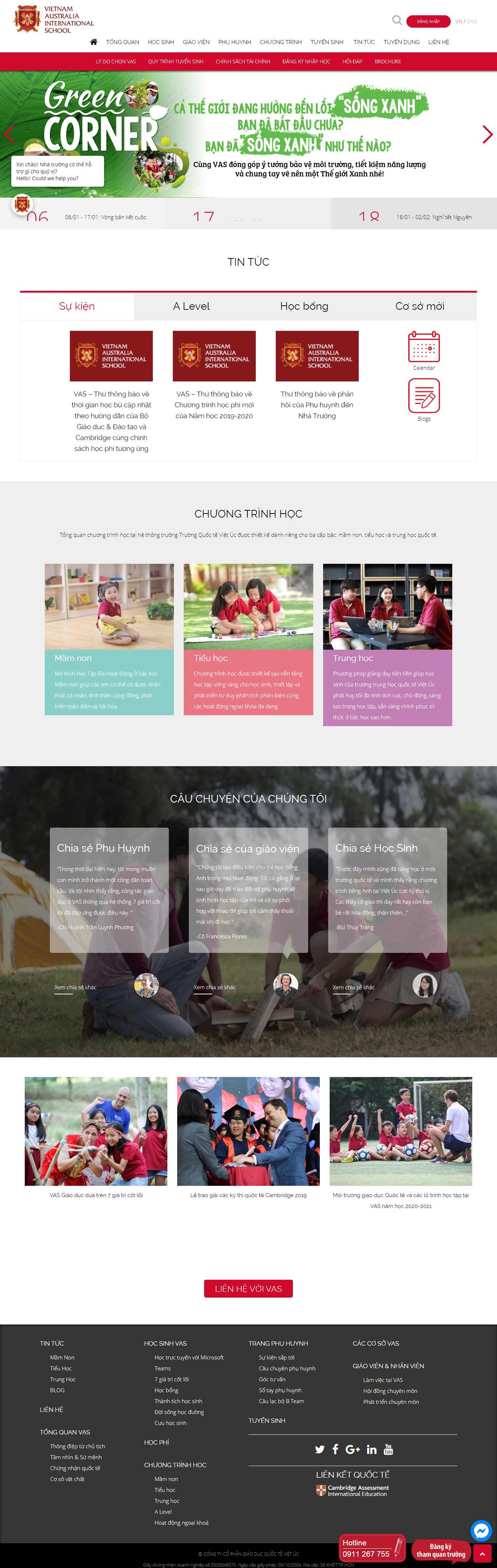 Thiết kế Web trường mầm non vas.edu.vn