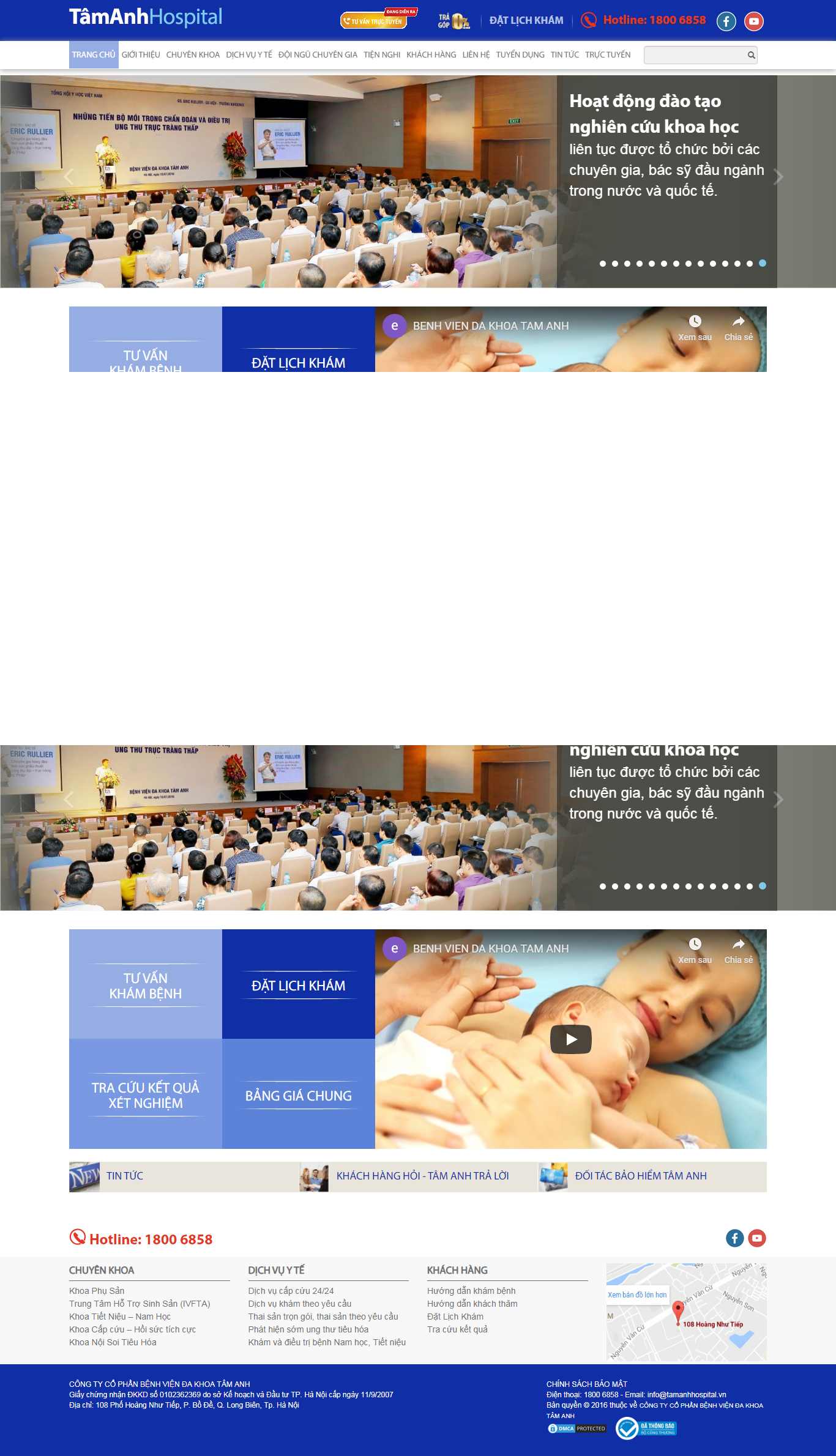 Thiết kế Web bệnh viện tamanhhospital.vn