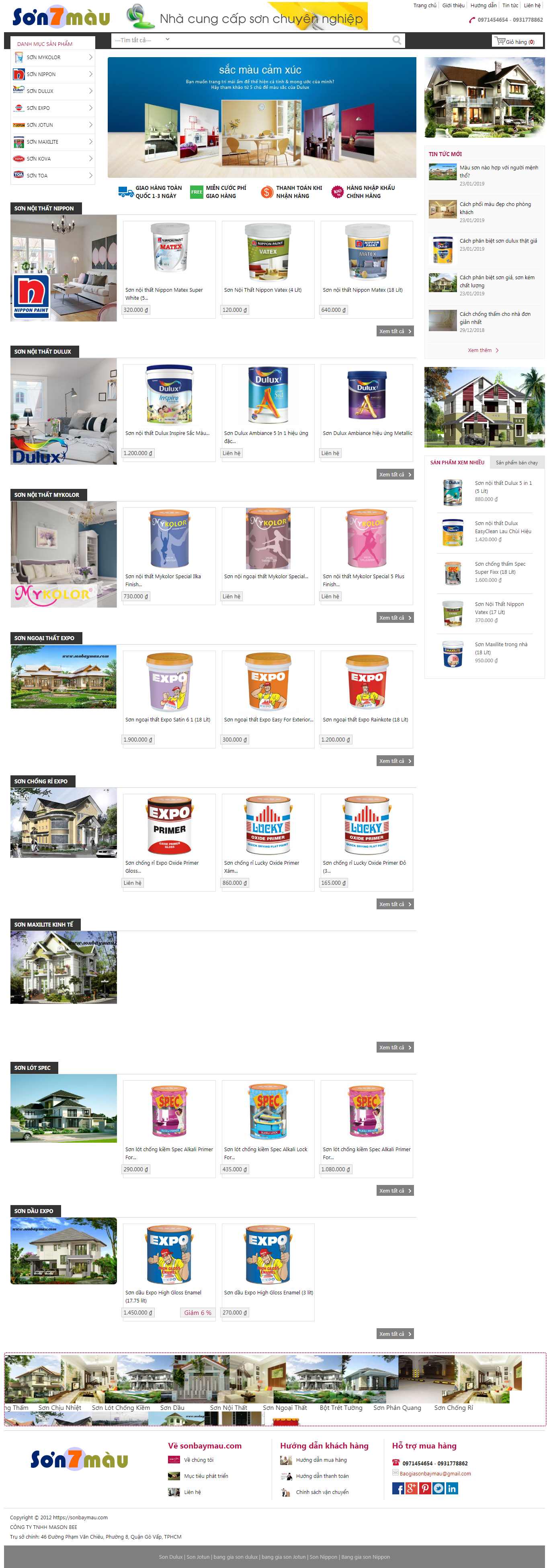 Thiết kế Web bán sơn sonbaymau.com