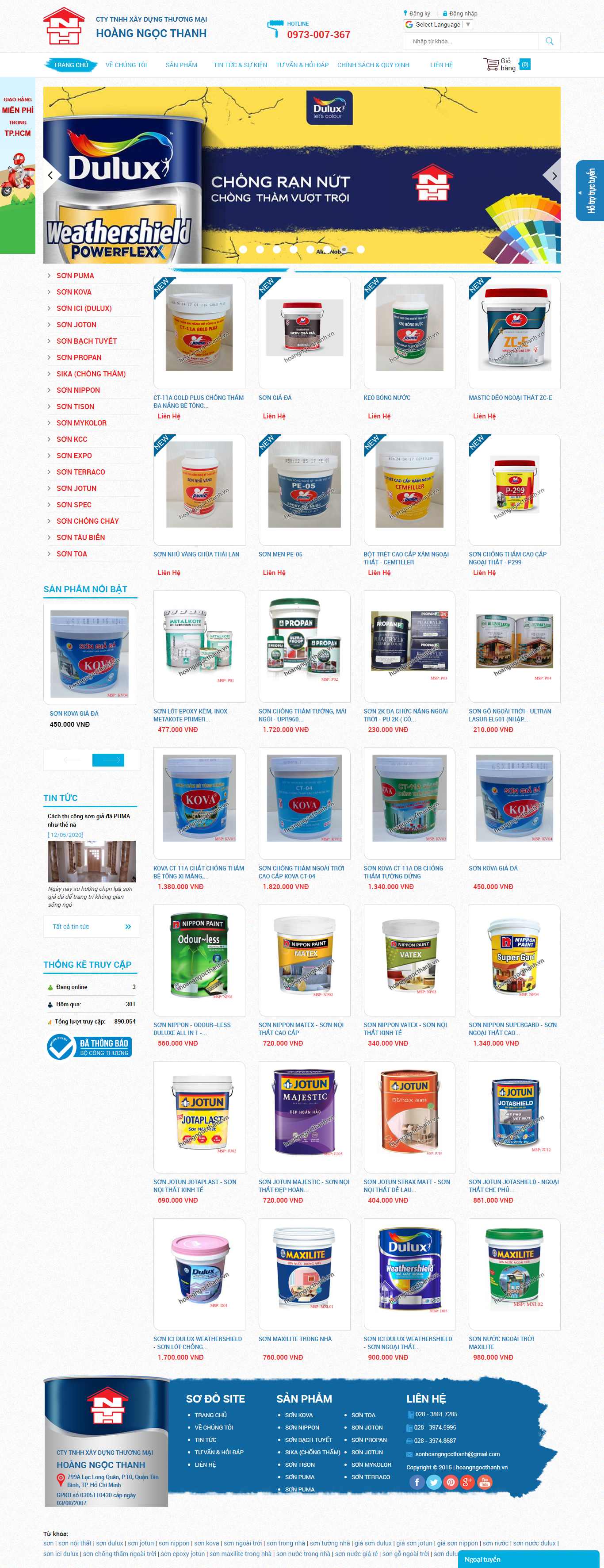 Thiết kế Web bán sơn hoangngocthanh.vn